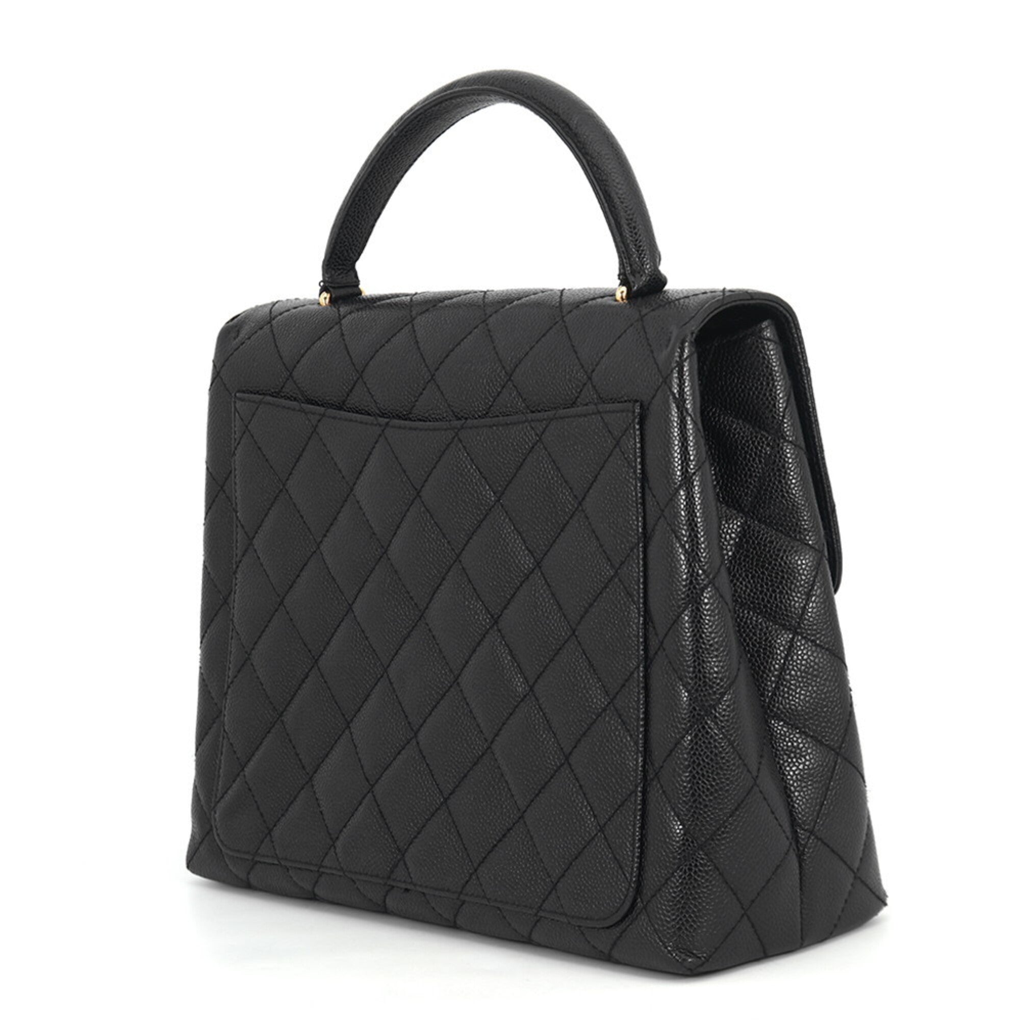 Chanel Black Grained Calfskin Handbag (Pre-Owned)