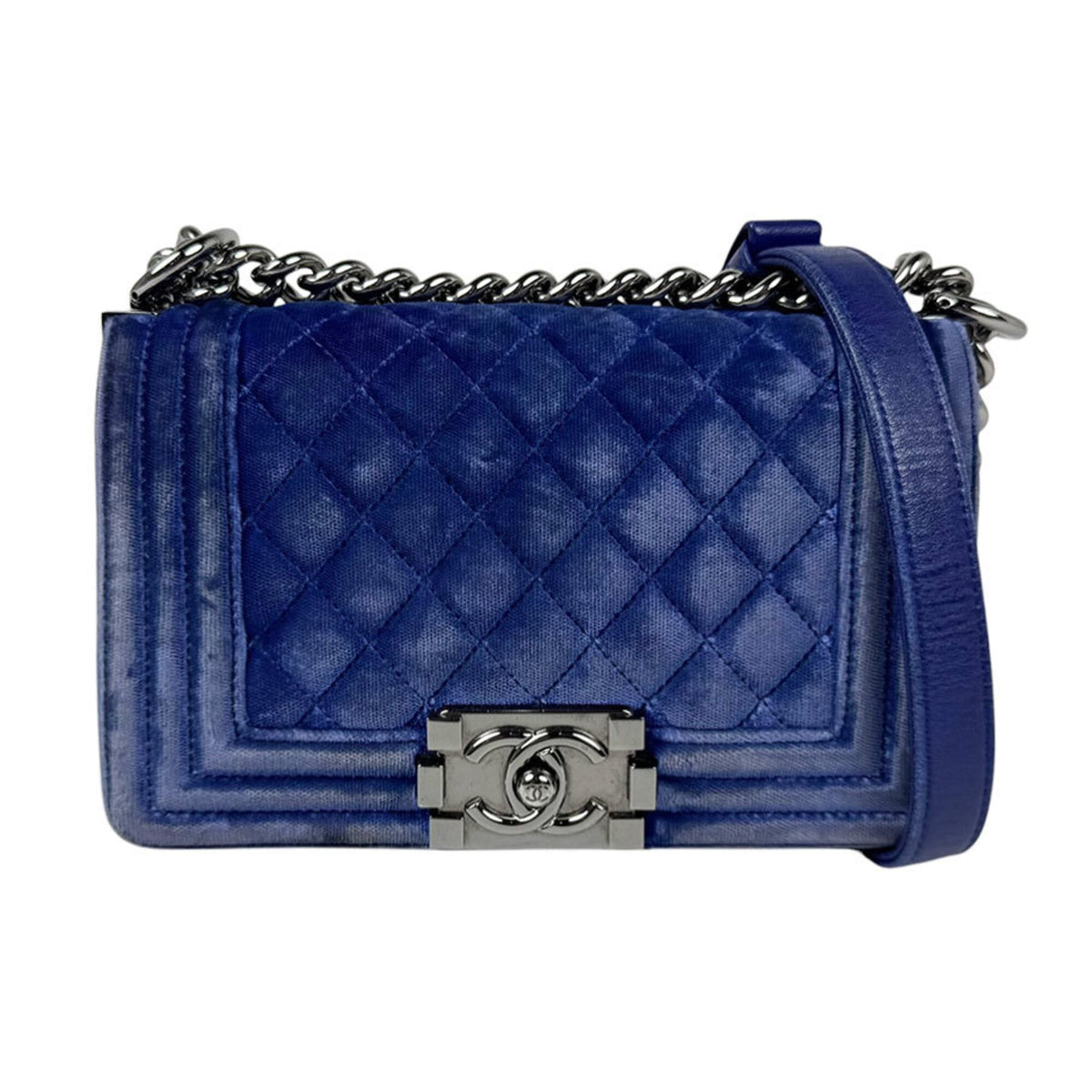 Chanel Blue Velvet Shoulder Bag (Pre-Owned)