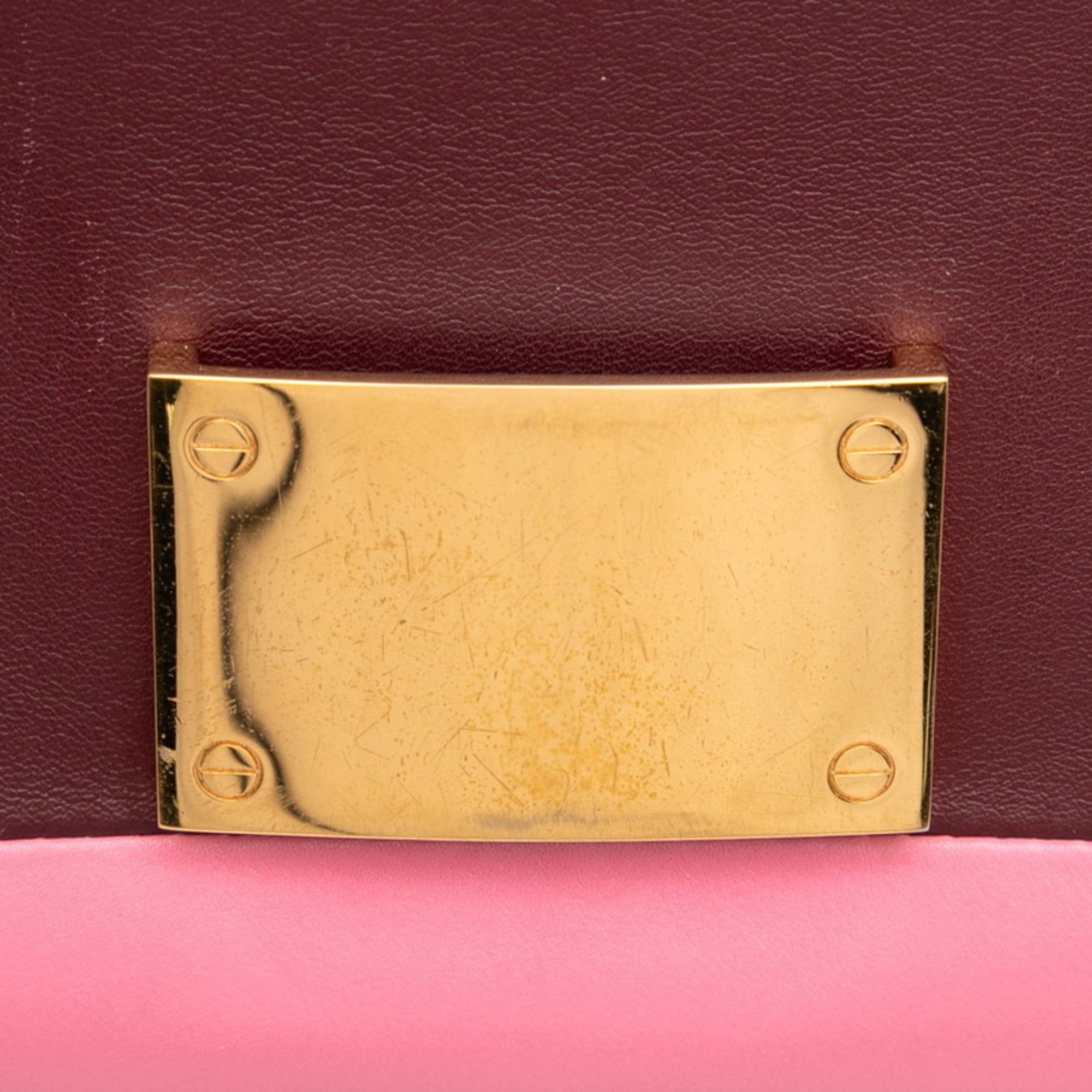 Valentino Pink Red Color Wine Leather Shoulder Bag (Pre-Owned)