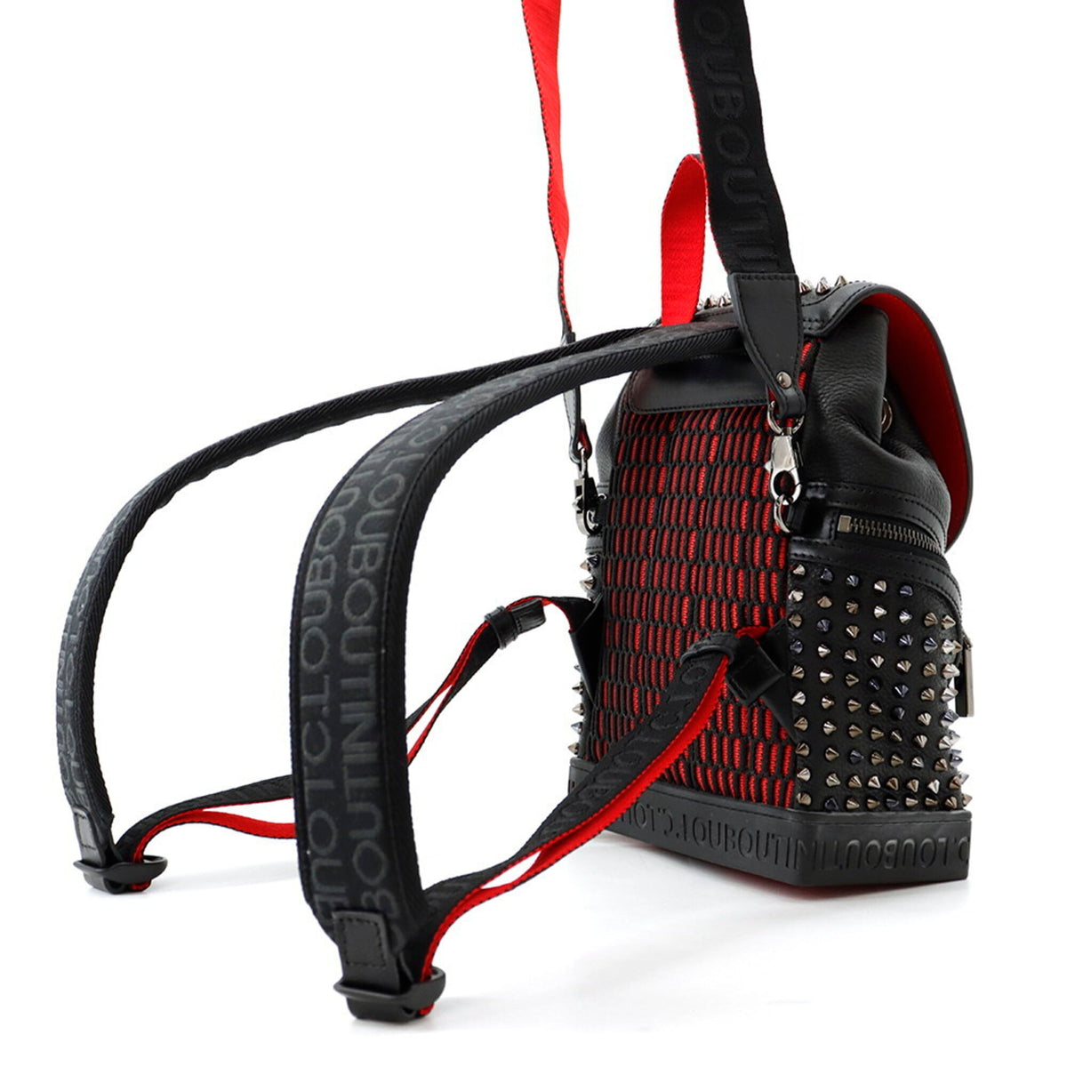 Christian Louboutin Black Red Color Leather Backpack (Pre-Owned)