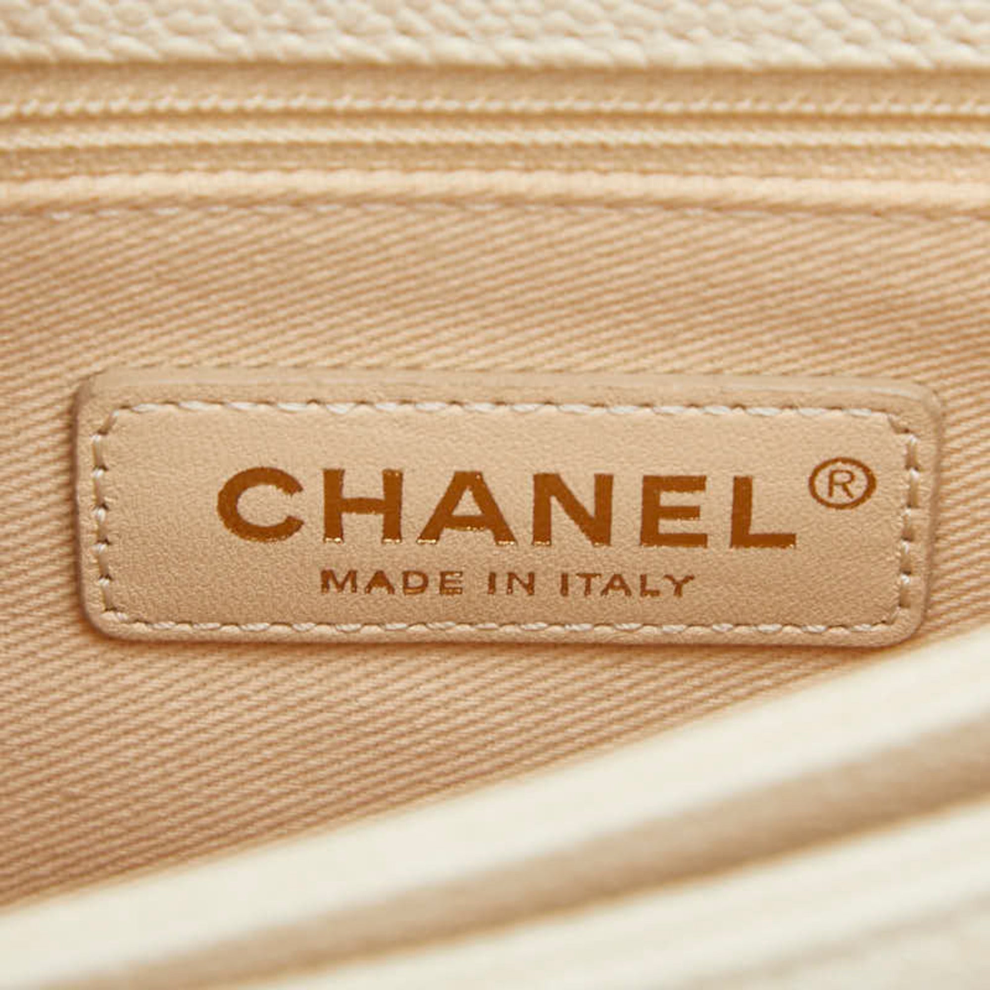 Chanel Beige Grained Calfskin Shopping Bag (Pre-Owned)
