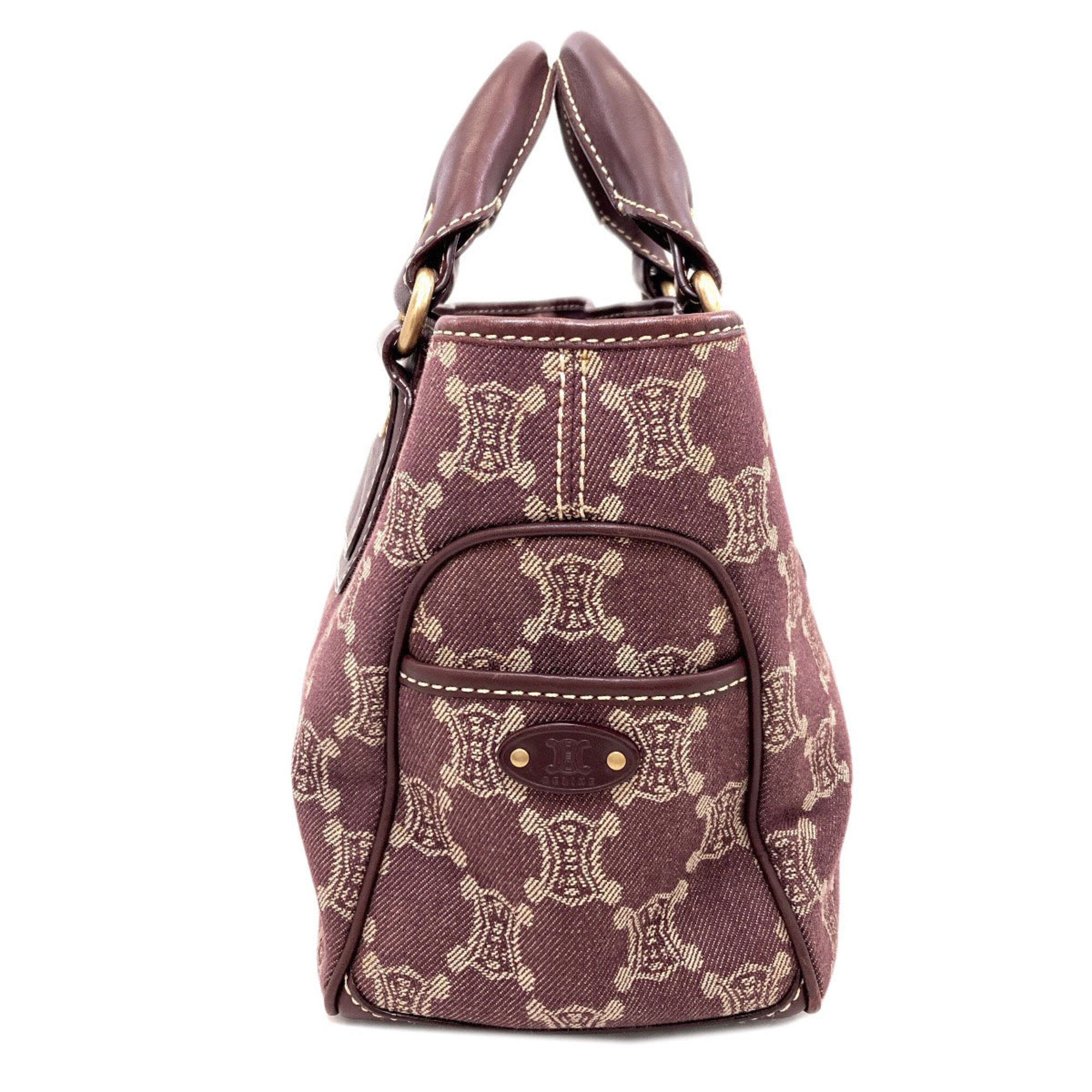 Celine Bordeaux Canvas Handbag (Pre-Owned)