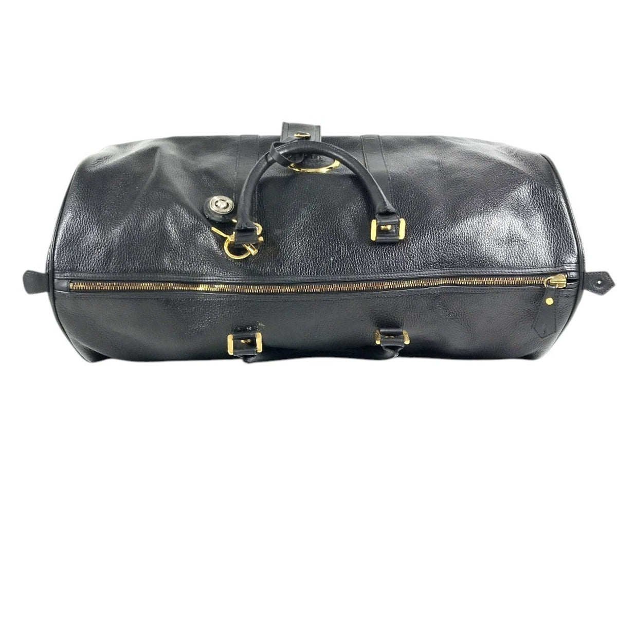 Versace Black Leather Boston Bag Handbag (Pre-Owned)