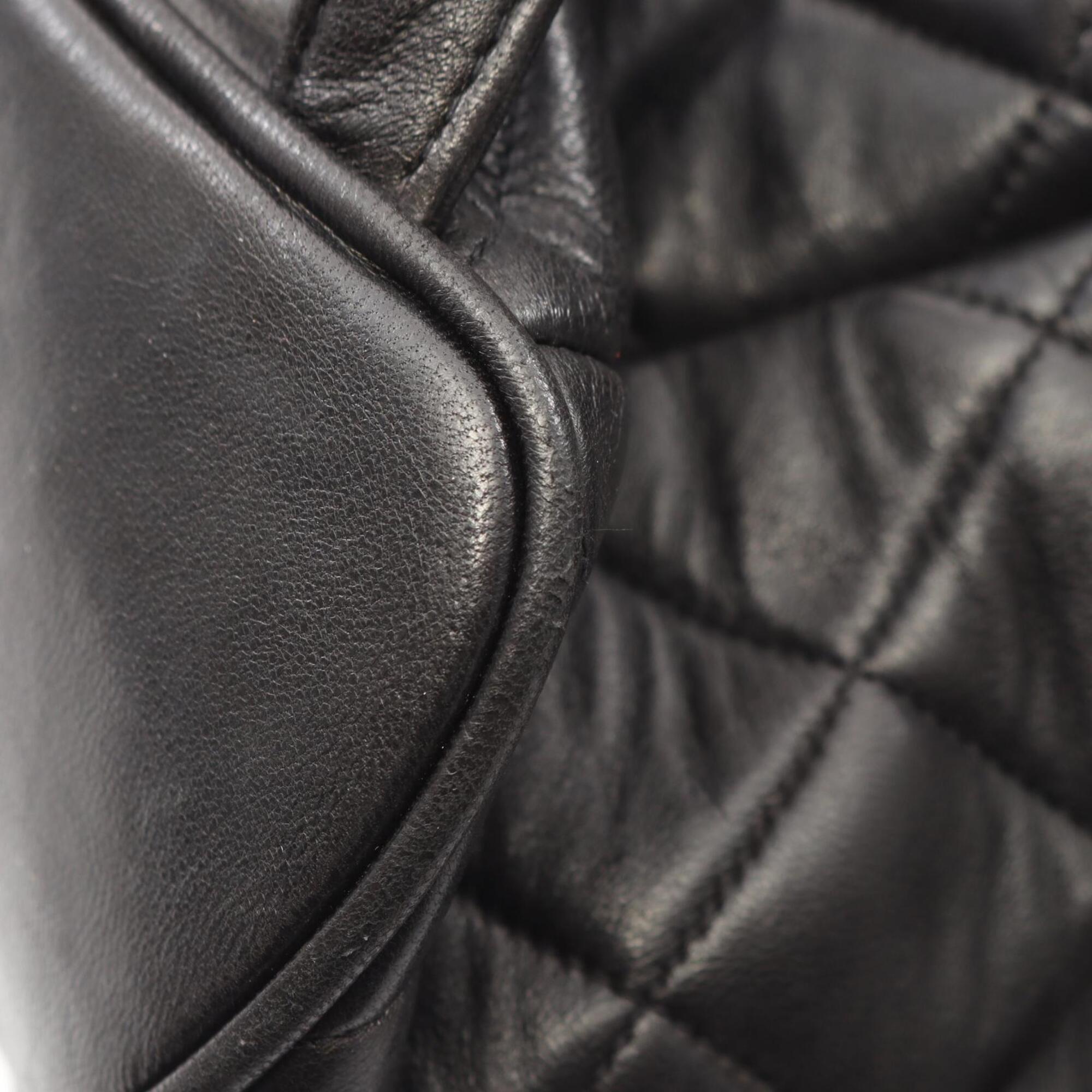 Chanel Matelasse Black Leather Backpack Handbag (Pre-Owned)