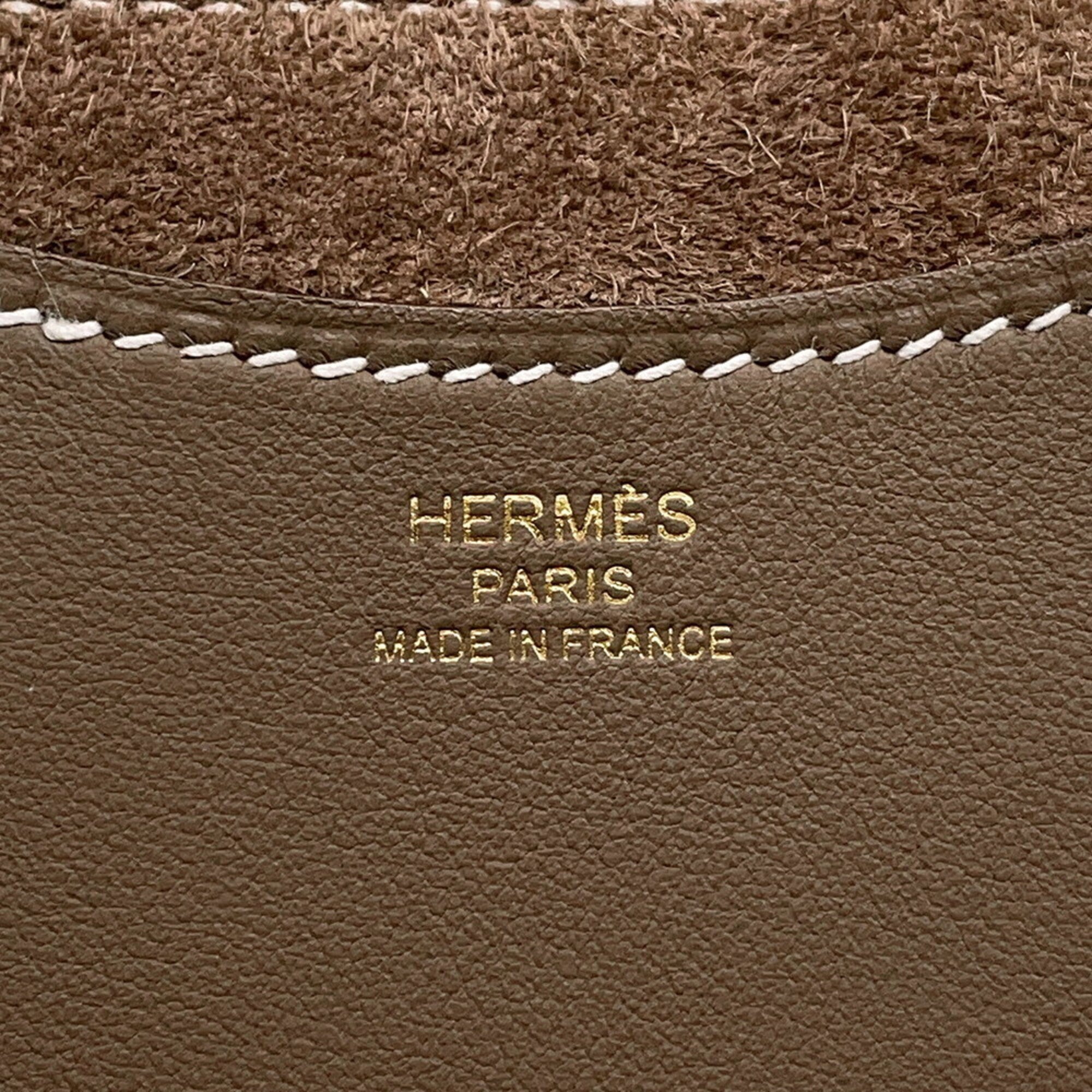 Hermes Kara Etoupe Gray Taurillon Clemence Leather Swift Leather Tote Bag (Pre-Owned)
