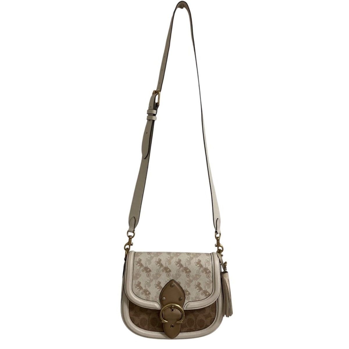 Coach Beige Off-White Saddle Bag Shoulder Bag (Pre-Owned)
