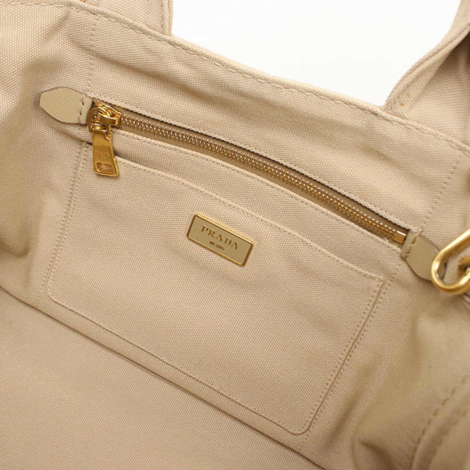 Prada Beige Canvas Tote Bag (Pre-Owned)