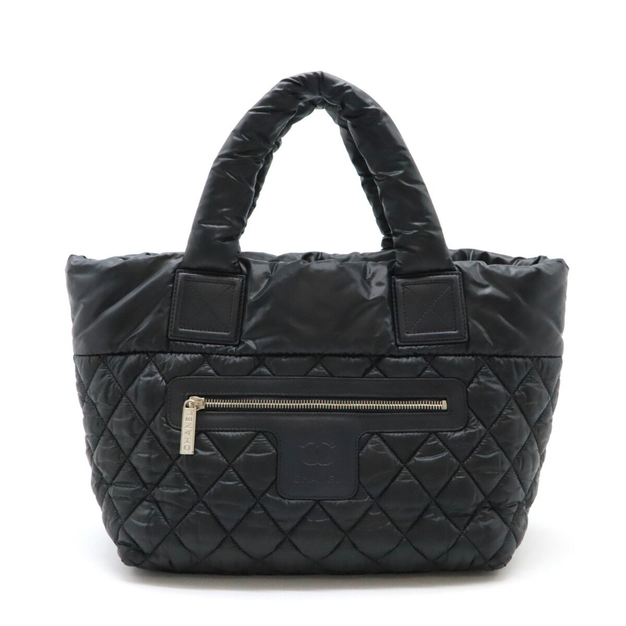 Chanel Black Nylon Leather Handbag Tote Bag (Pre-Owned)