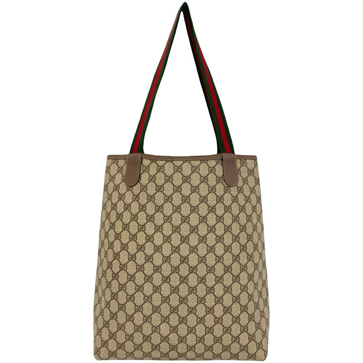 Gucci Brown Green Red Color Leather Pvc Shoulder Bag Tote Bag (Pre-Owned)
