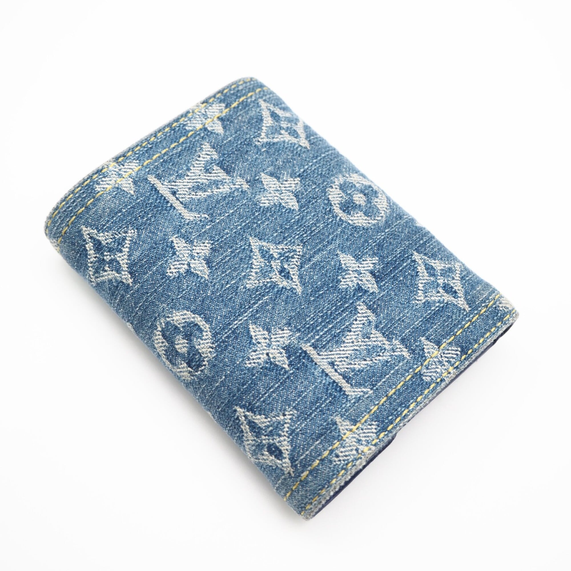 Louis Vuitton Monogram Denim Blue Denim Leather Wallet (Tri-Fold) (Pre-Owned)