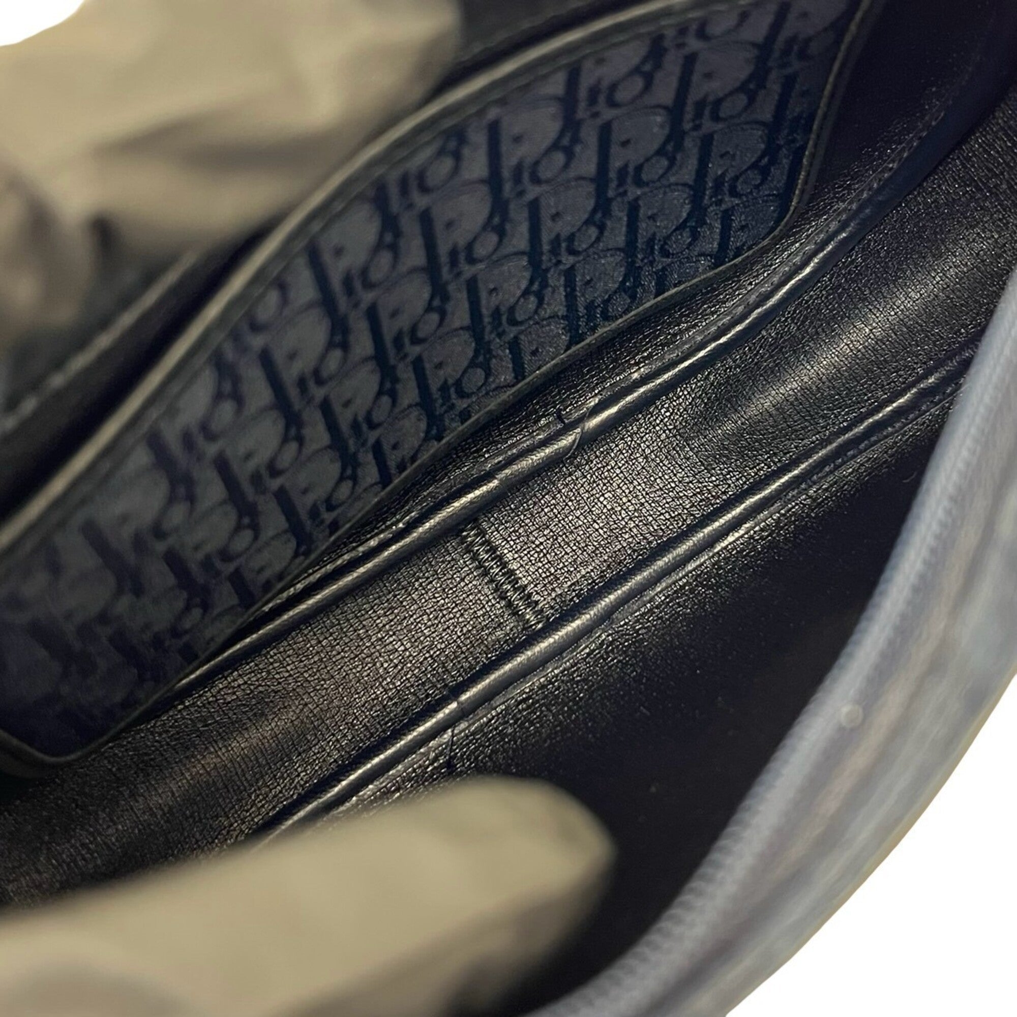 Christian Dior Navy Canvas Leather Pochette Shoulder Bag (Pre-Owned)