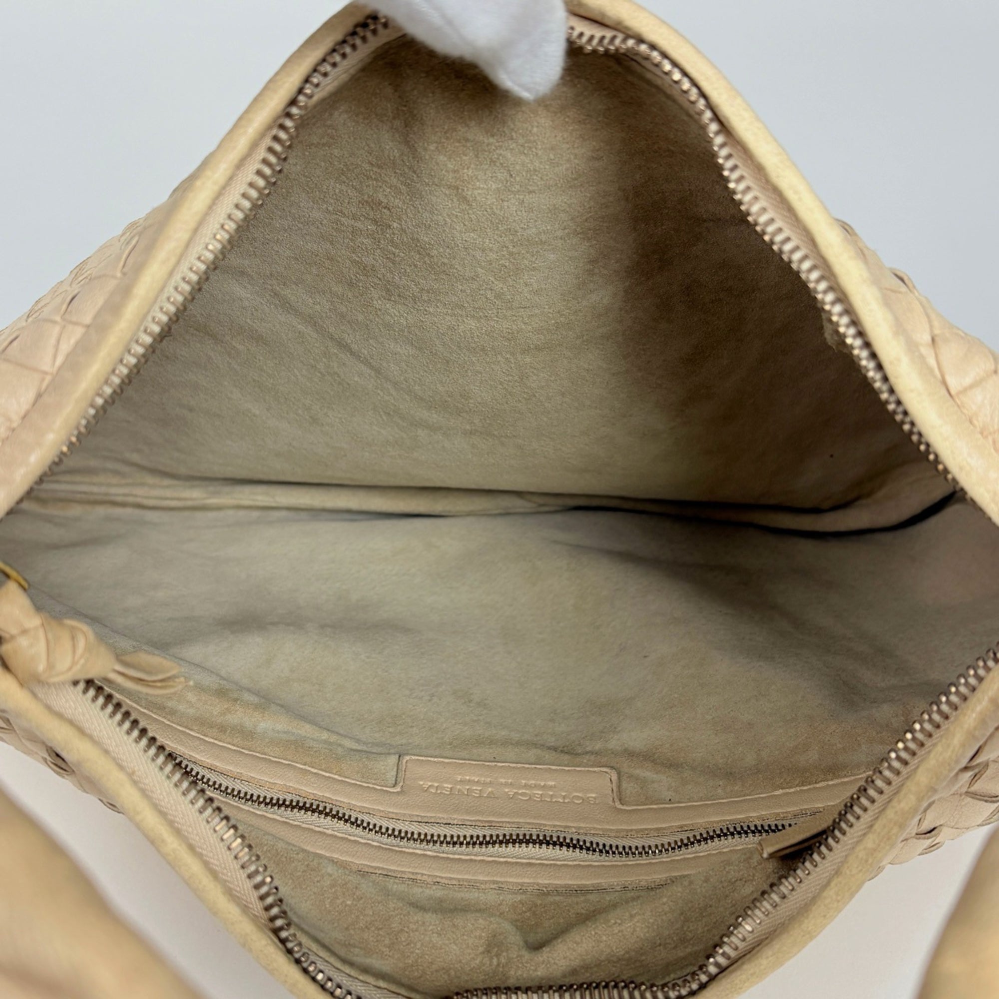 Bottega Veneta Intrecciato Light Beige Leather Handbag Shoulder Bag (Pre-Owned)