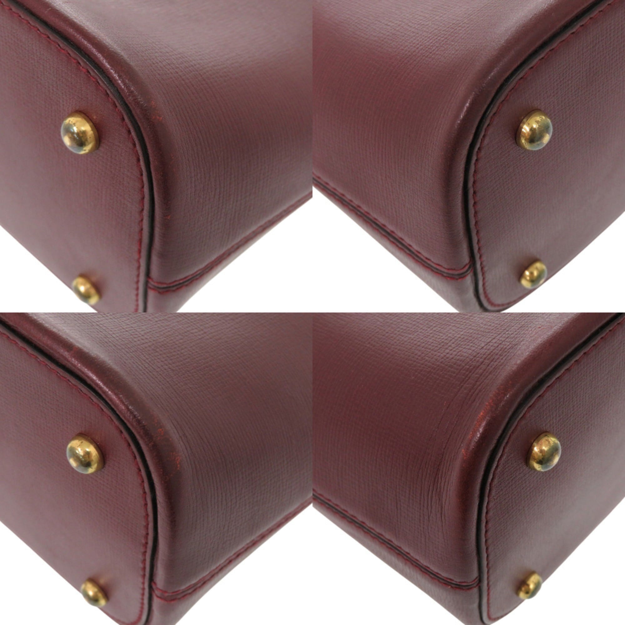 Cartier Bordeaux Red Color Leather Handbag (Pre-Owned)