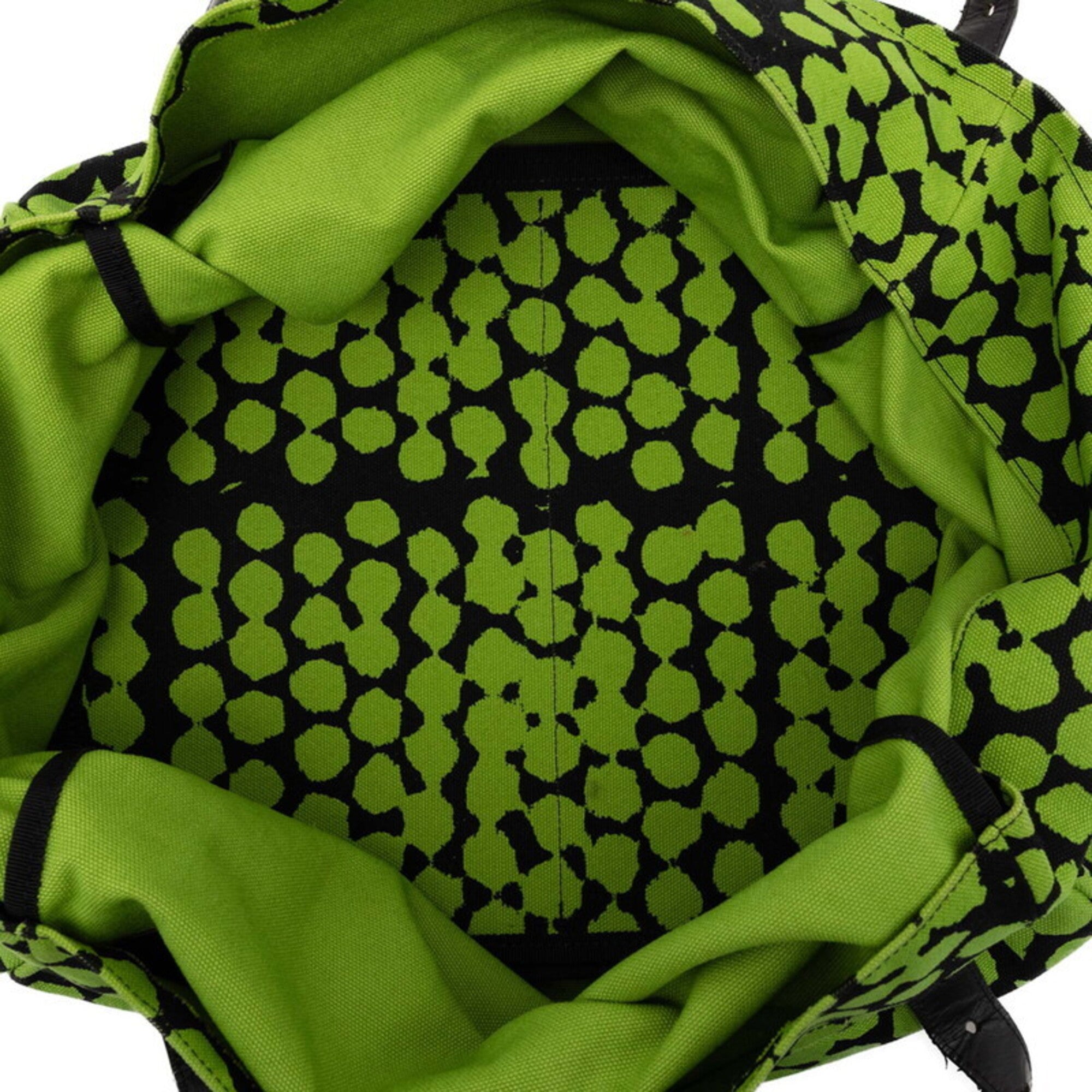 Bottega Veneta Black Green Canvas Leather Tote Bag (Pre-Owned)