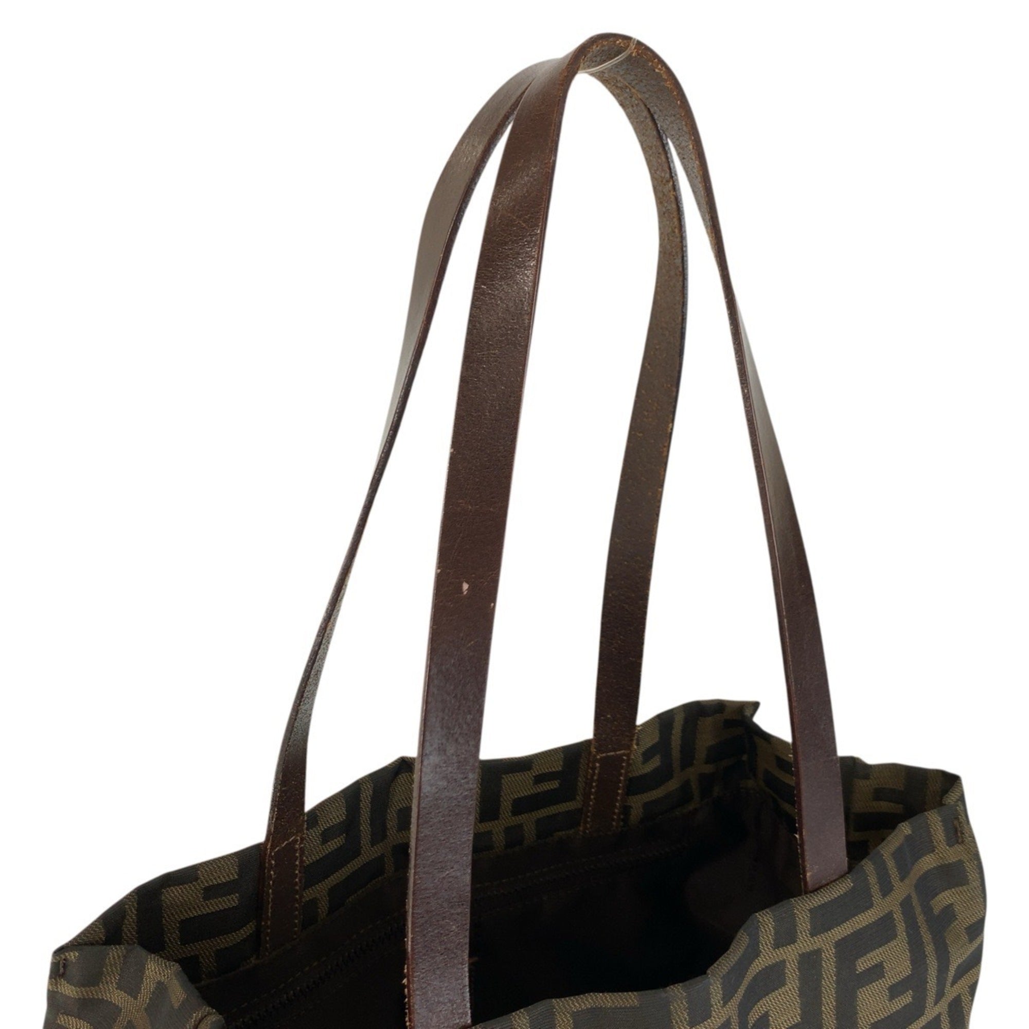 Fendi Brown Canvas Leather Shoulder Bag Tote Bag (Pre-Owned)