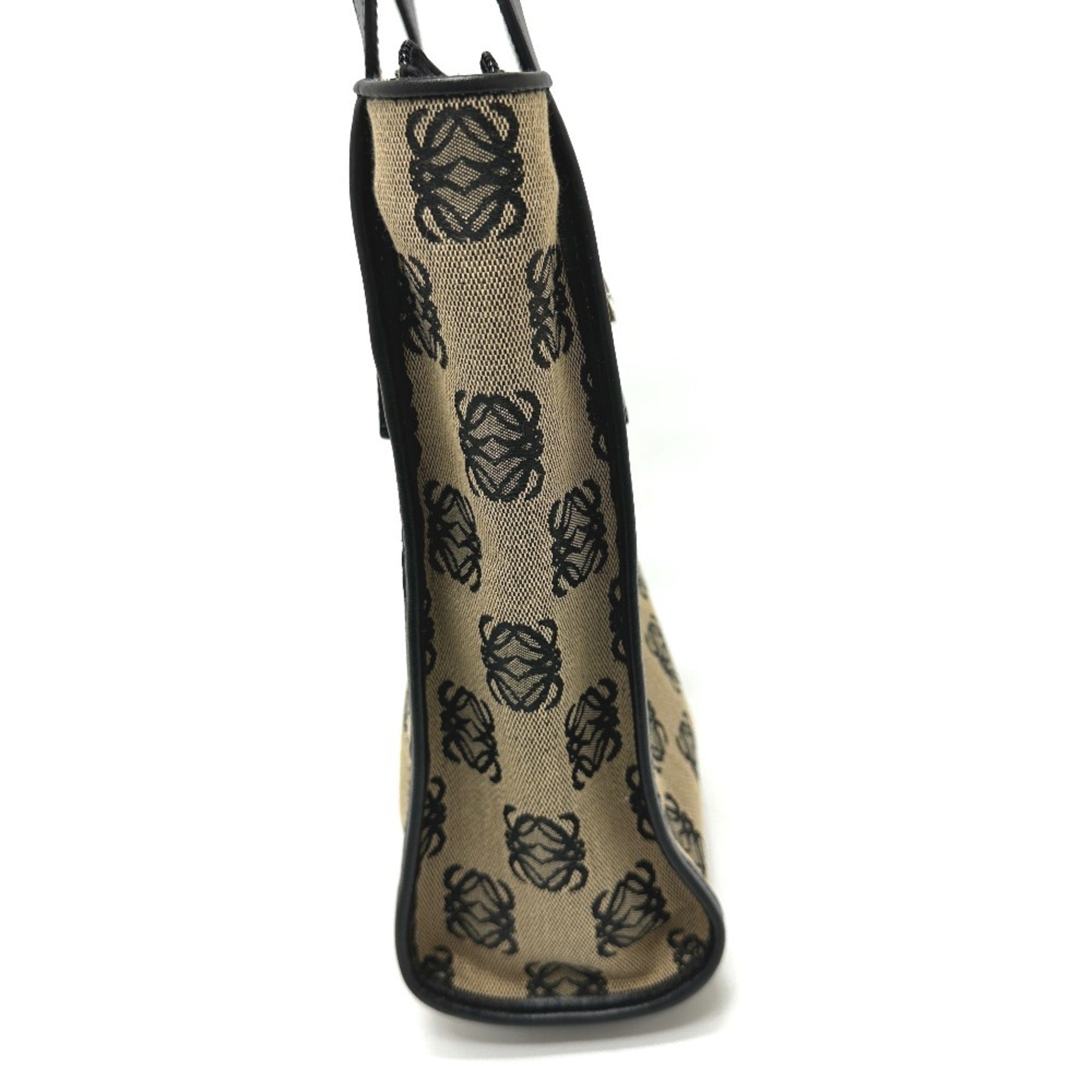 Loewe Beige Black Canvas Handbag Tote Bag (Pre-Owned)