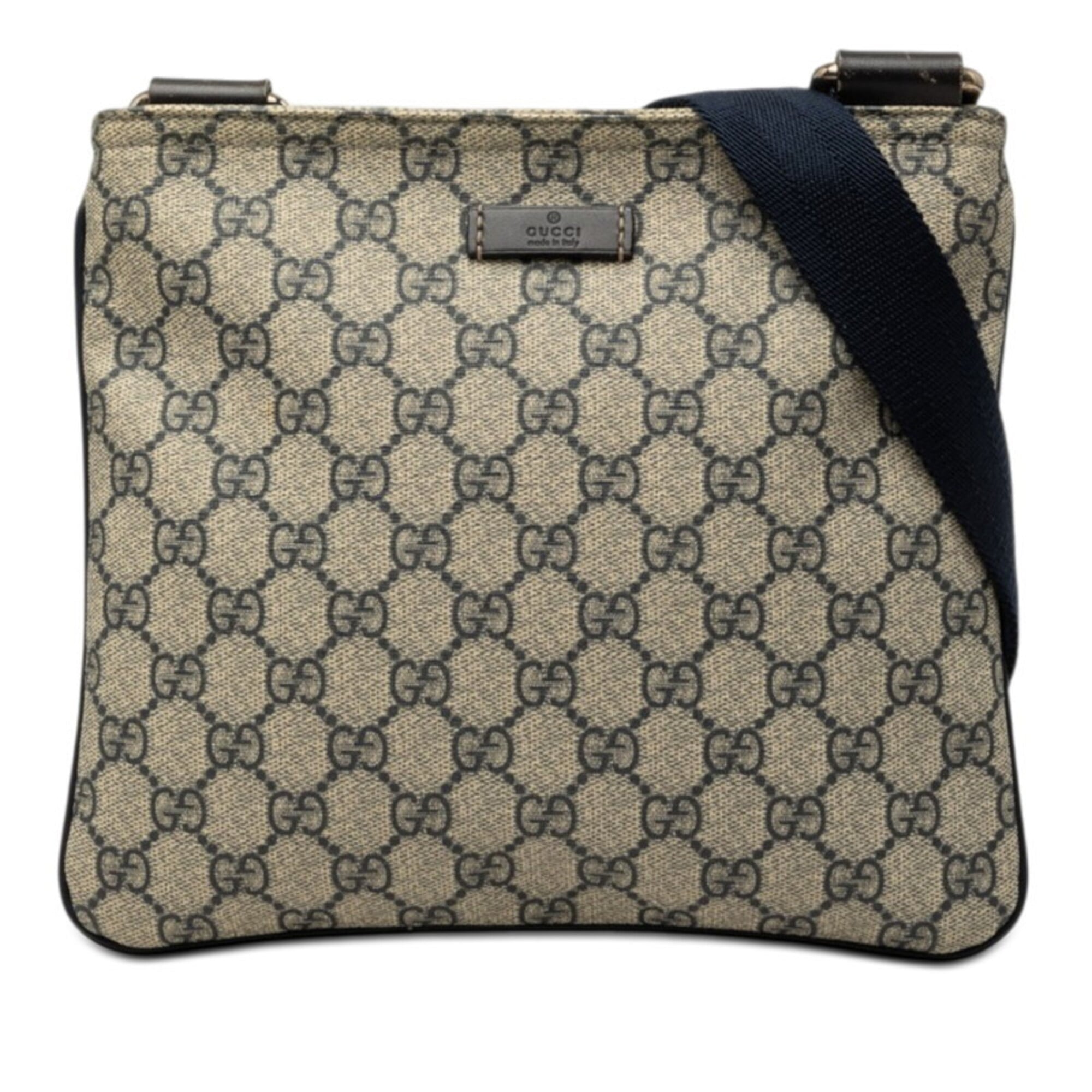 Gucci Beige Navy Pvc Leather Shoulder Bag (Pre-Owned)