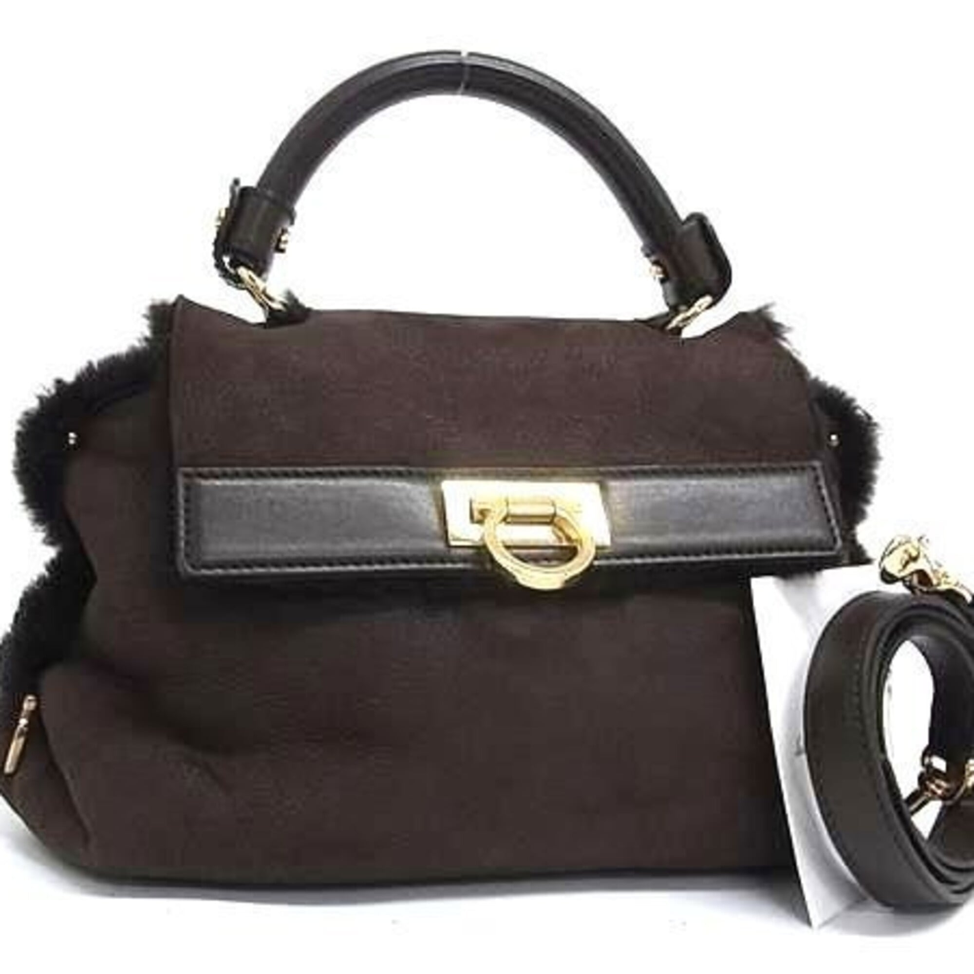 Salvatore Ferragamo Brown Leather Handbag Shoulder Bag (Pre-Owned)
