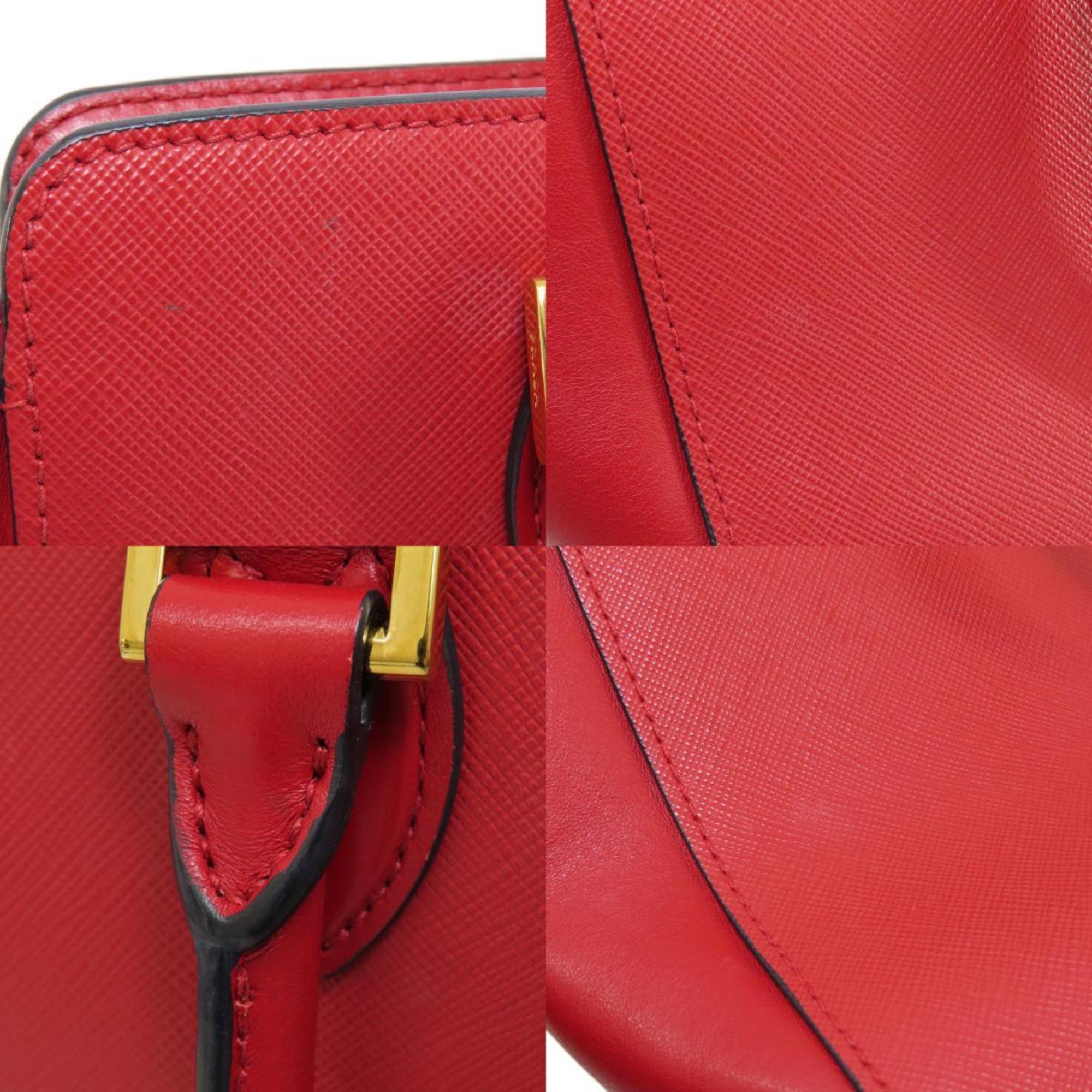 Prada Saffiano Red Color Leather Handbag (Pre-Owned)