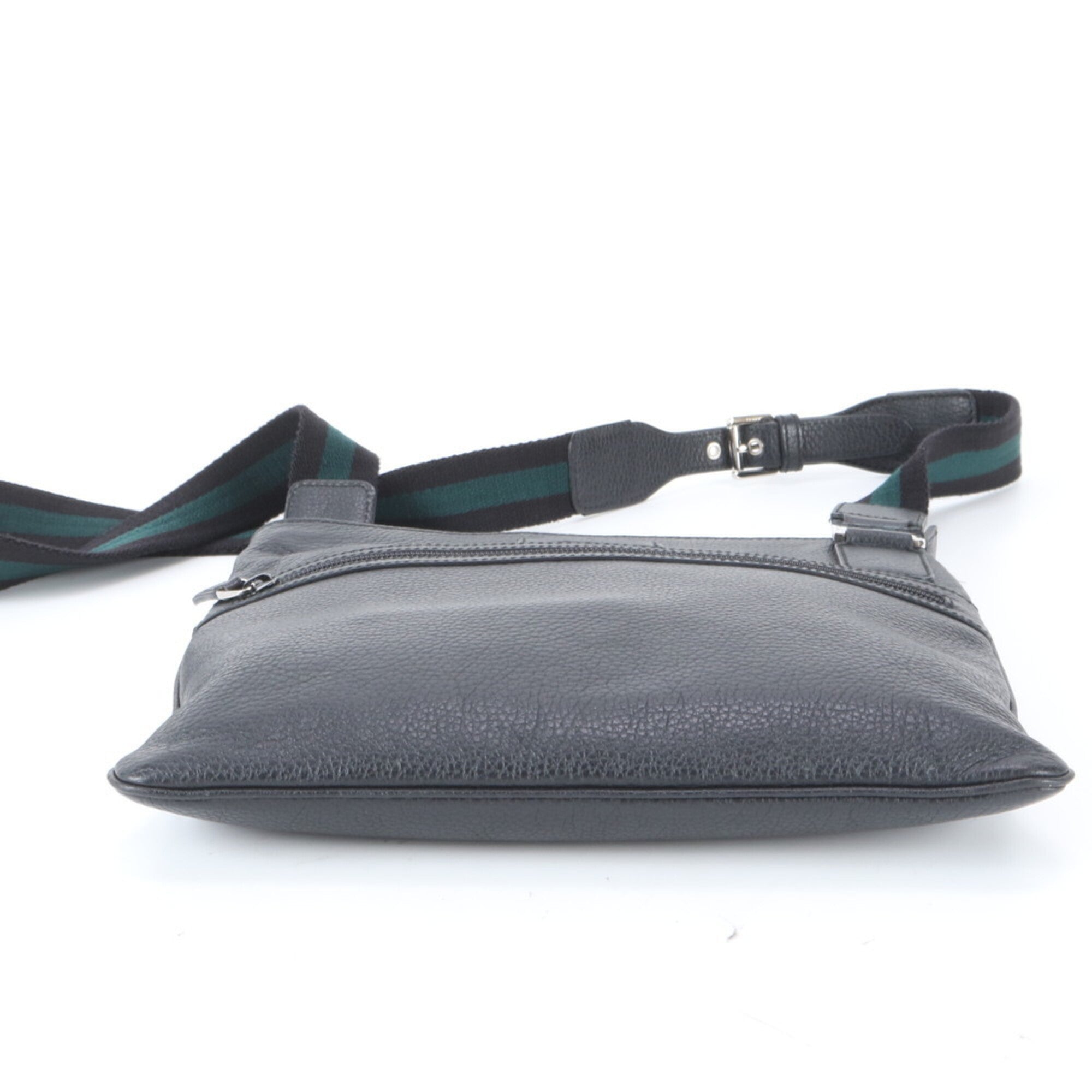 Gucci Black Leather Messenger Bag Shoulder Bag Tote Bag (Pre-Owned)