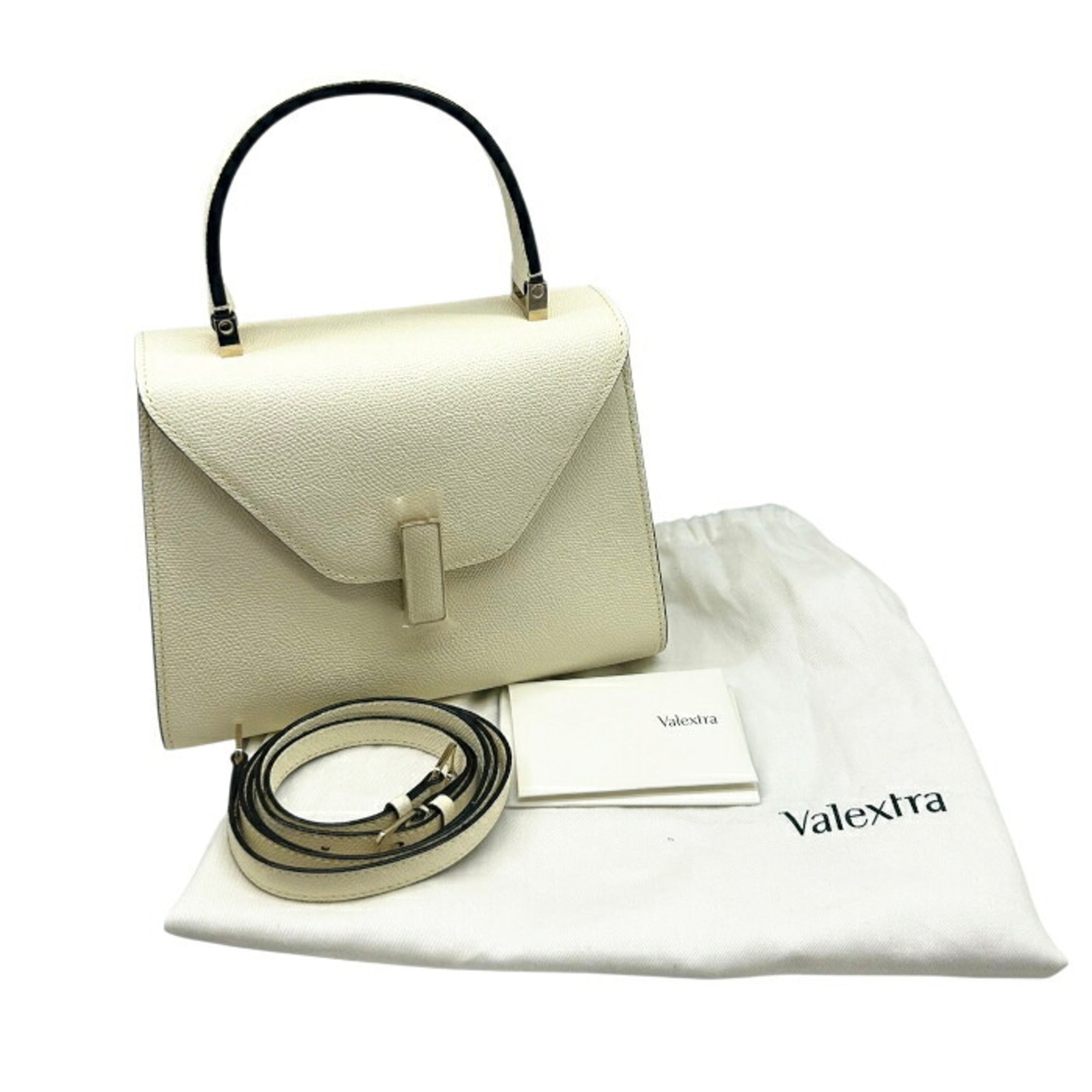 Valextra Off-White Leather Handbag Shoulder Bag (Pre-Owned)