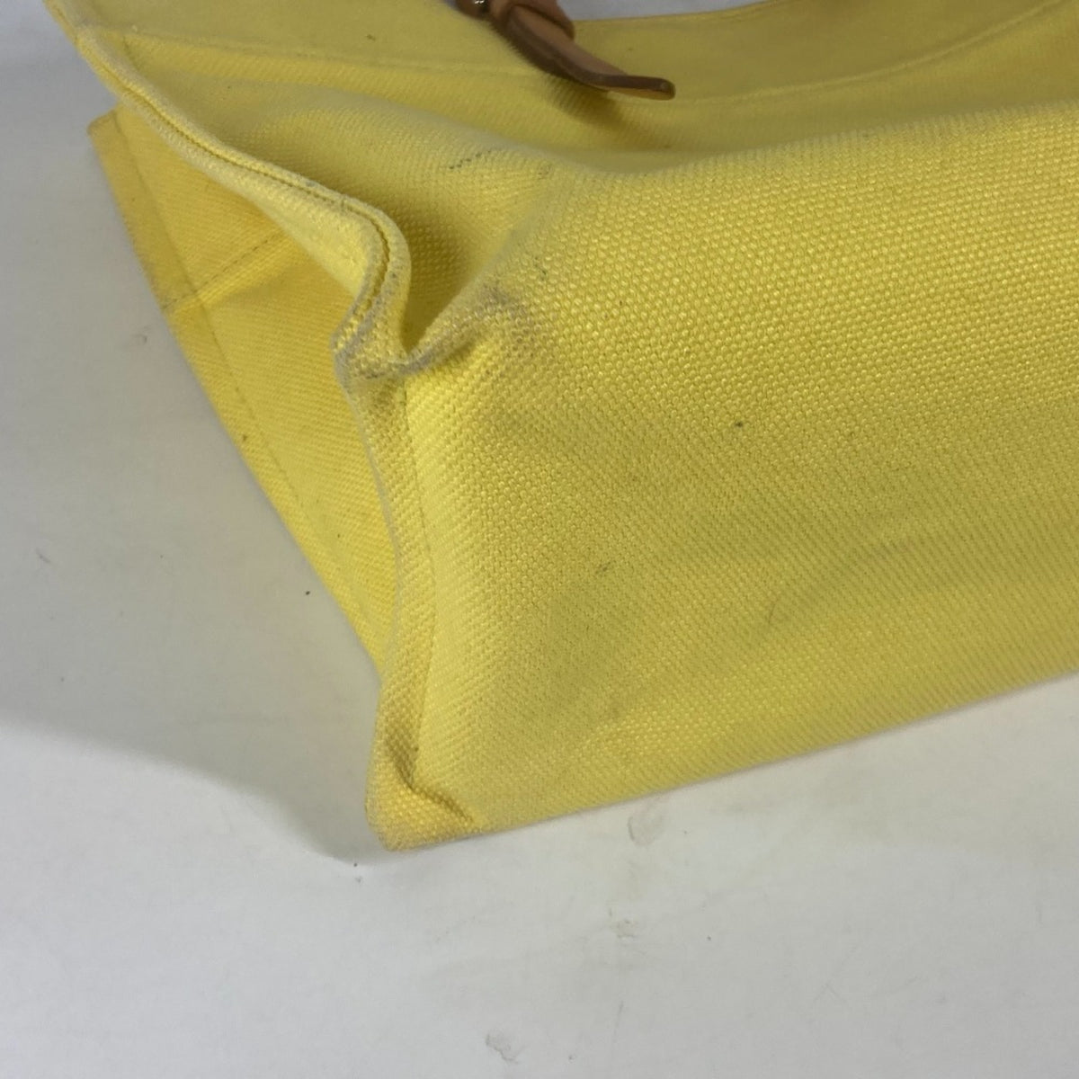 Hermes Yellow Leather Canvas Shoulder Bag Tote Bag (Pre-Owned)