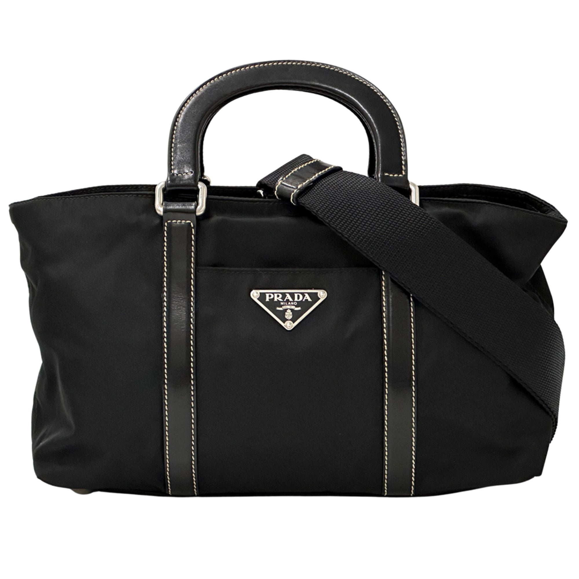 Prada Black Nylon Handbag Shoulder Bag (Pre-Owned)