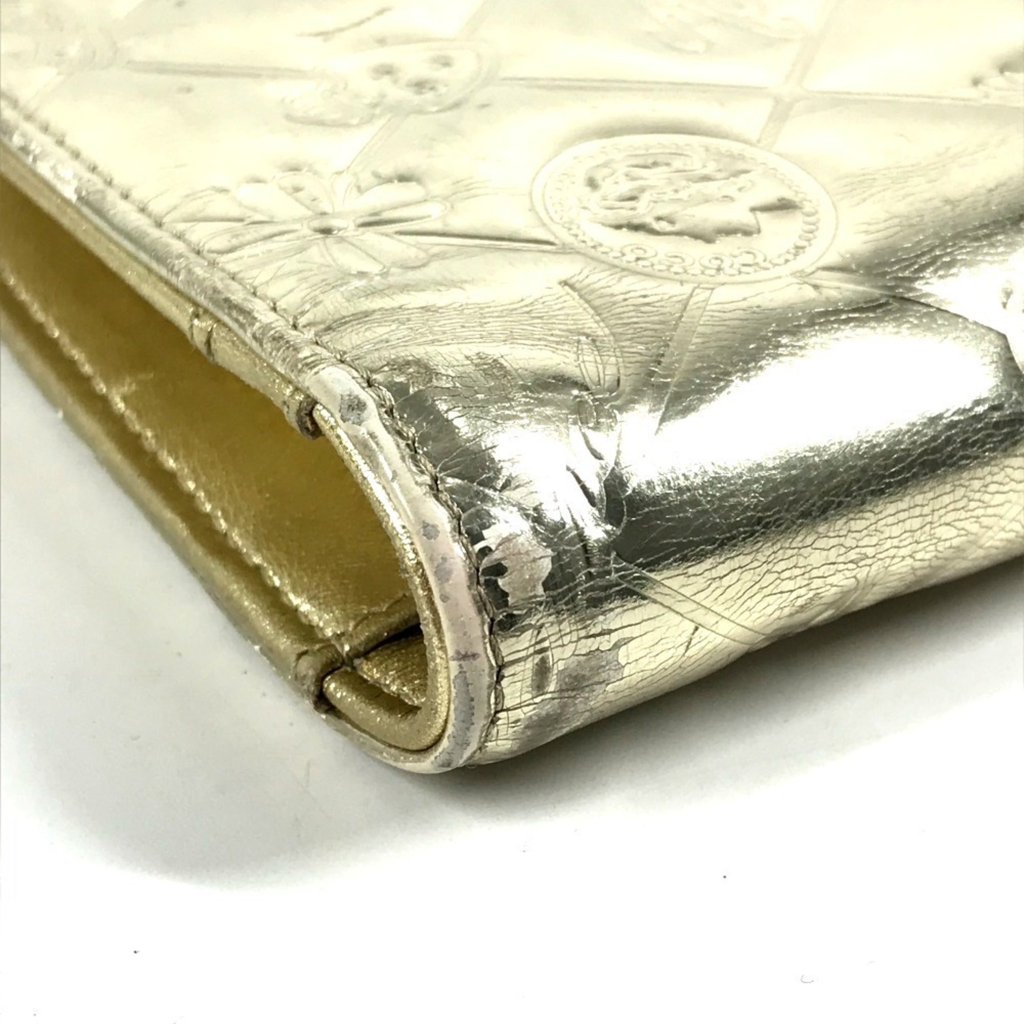 Chanel Gold Leather Long Wallet (Bi-Fold) (Pre-Owned)