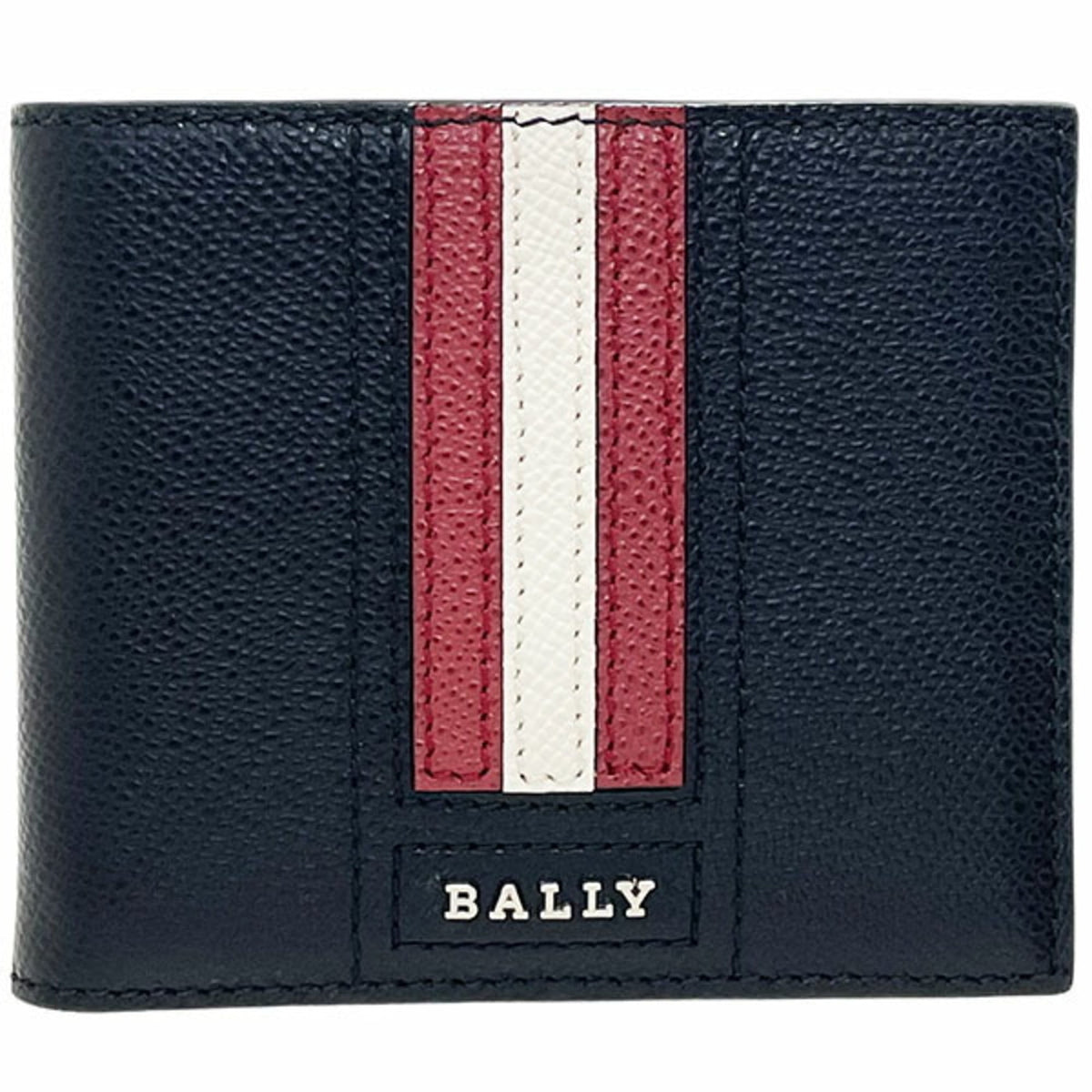 Bally Black Red Color White Leather Bill Wallet (Bi-Fold) (Pre-Owned)