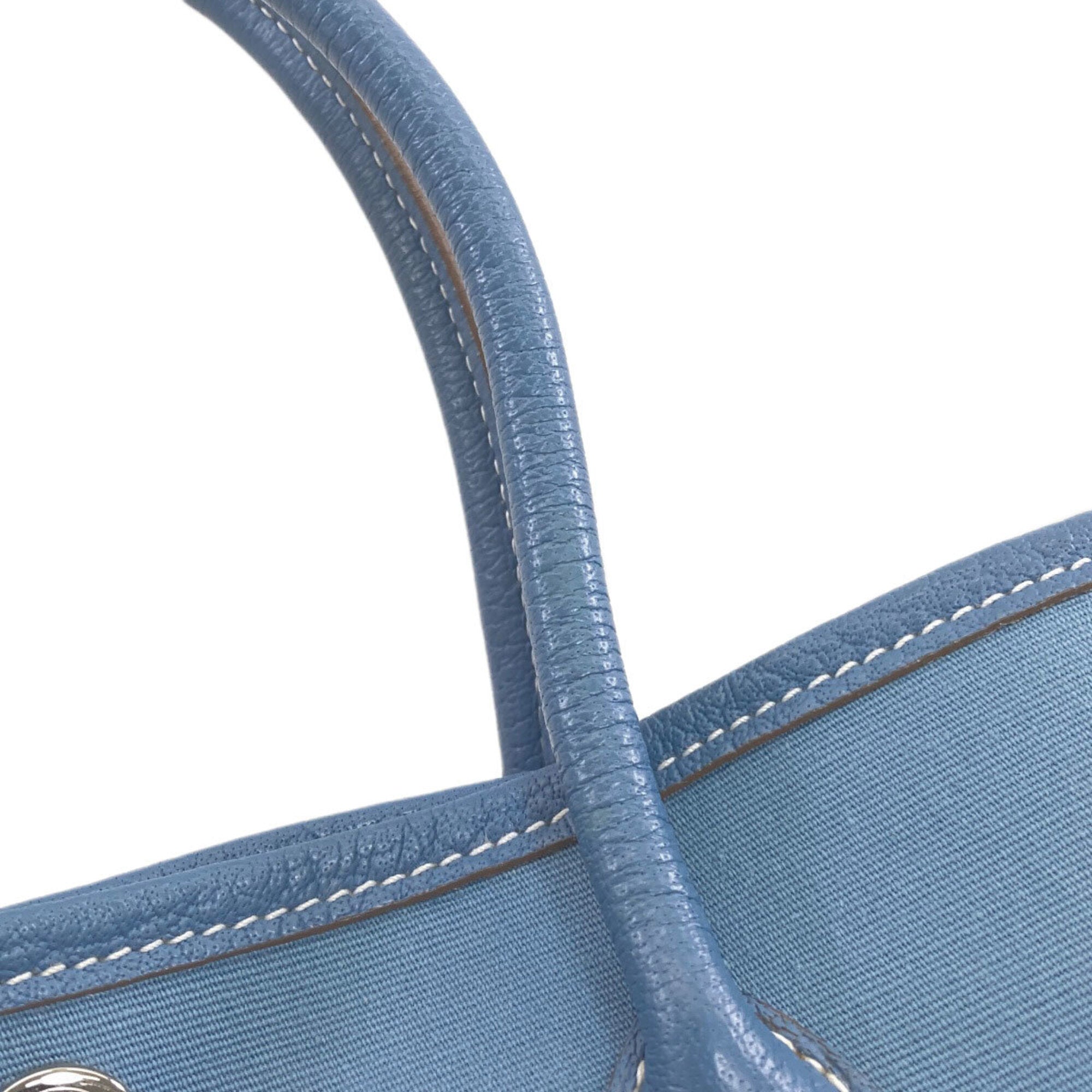 Hermes Garden Blue Jean Toile Officier Handbag (Pre-Owned)