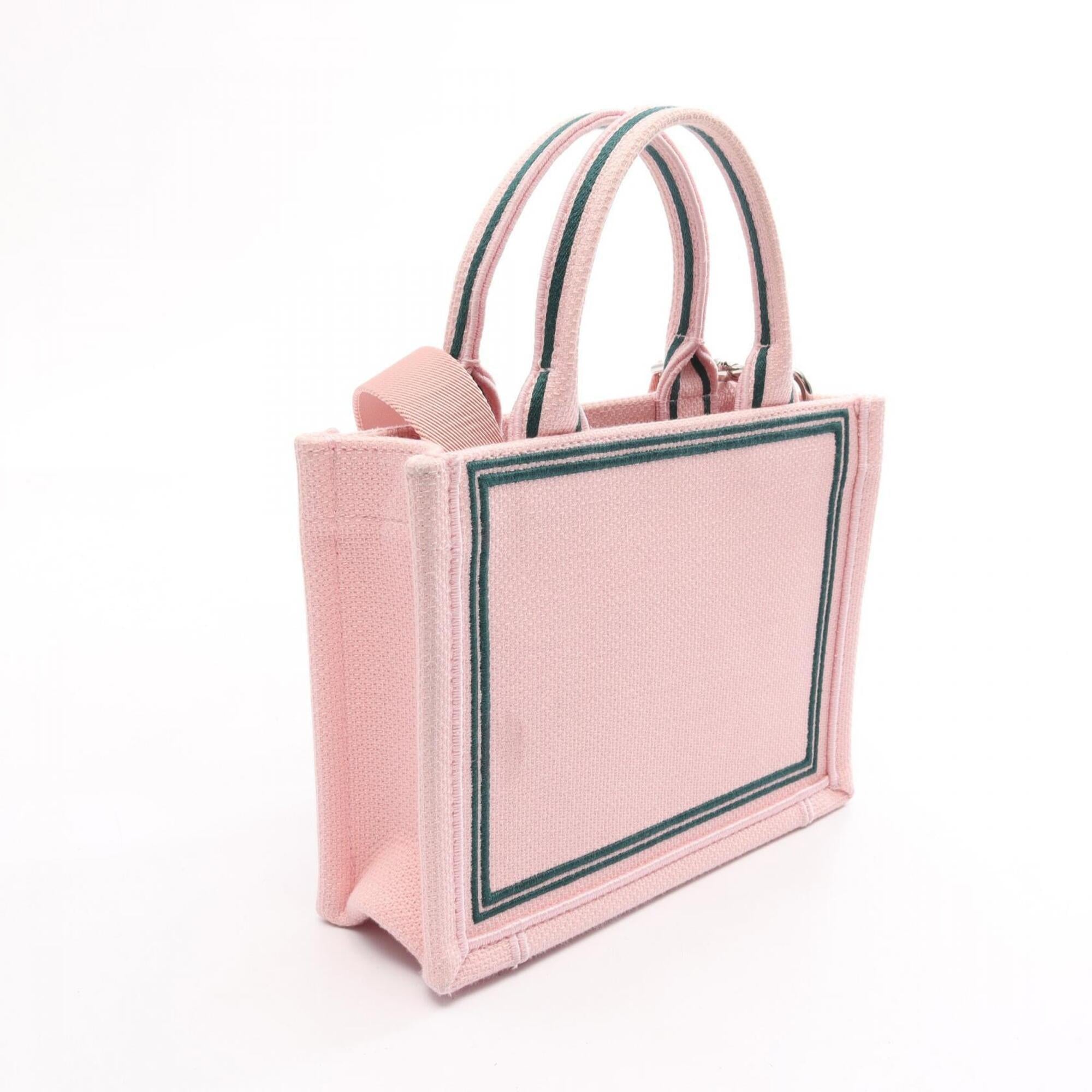 Christian Dior Green Pink Canvas Handbag Tote Bag (Pre-Owned)