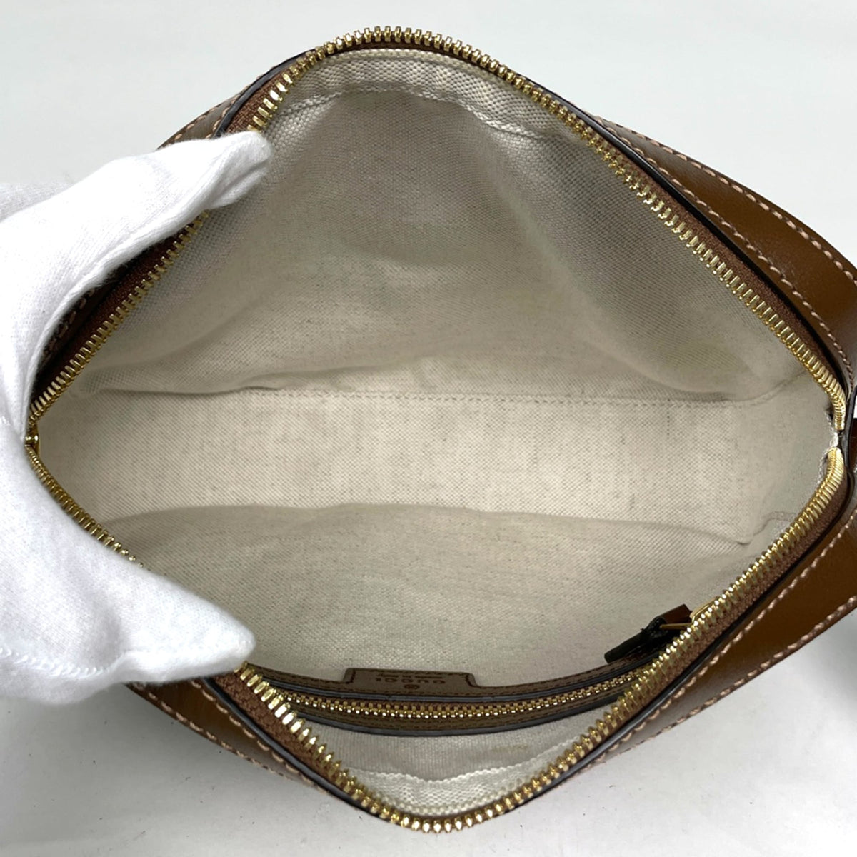 Gucci Beige Brown Coated Canvas Leather Shoulder Bag (Pre-Owned)