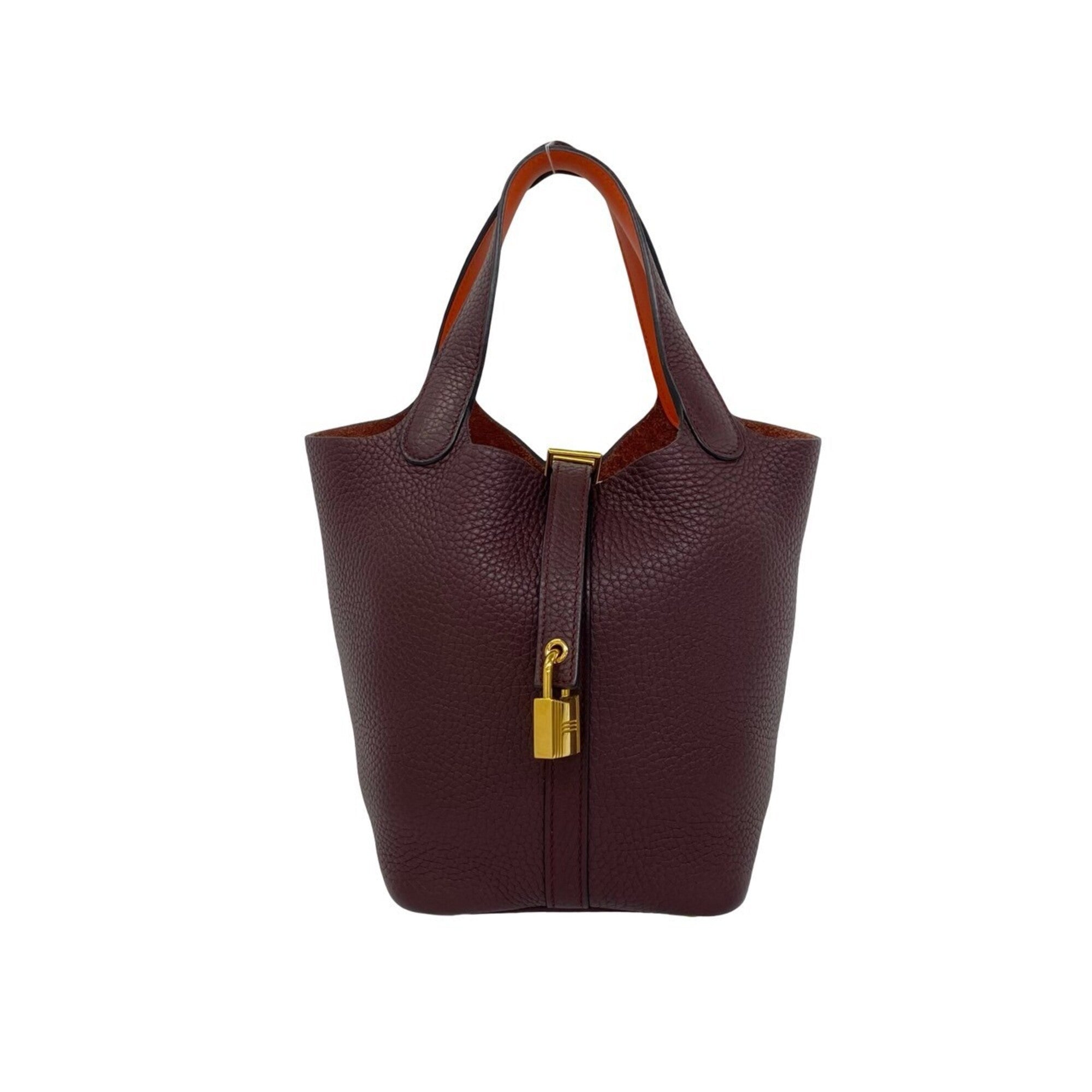 Hermes Orange Red Color Wine Taurillon Clemence Leather Swift Leather Handbag (Pre-Owned)