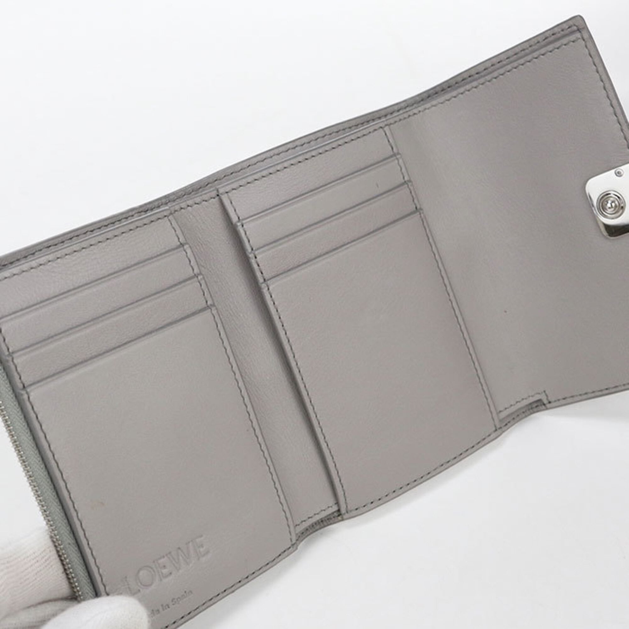 Loewe Gray Leather Wallet (Tri-Fold) (Pre-Owned)