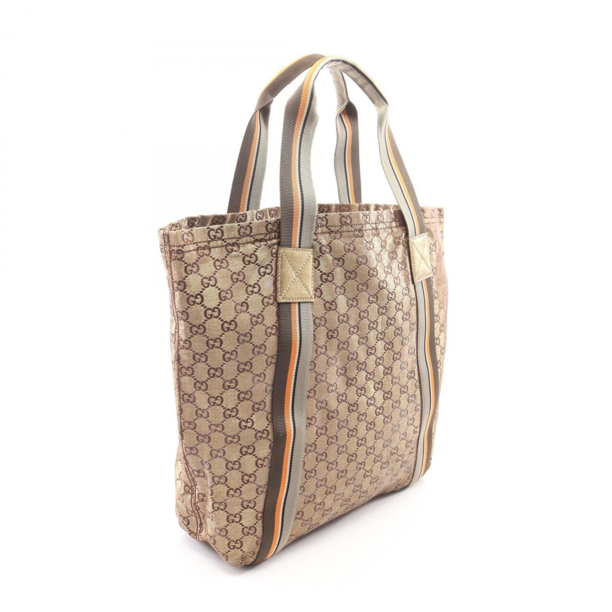 Gucci Brown Gold Canvas Tote Bag (Pre-Owned)