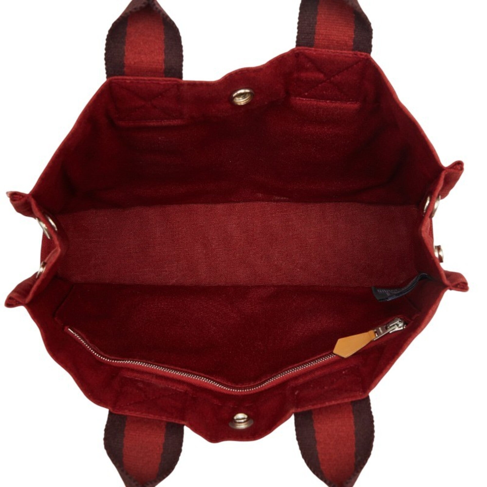 Hermes Fourre Tout Red Color Canvas Handbag (Pre-Owned)