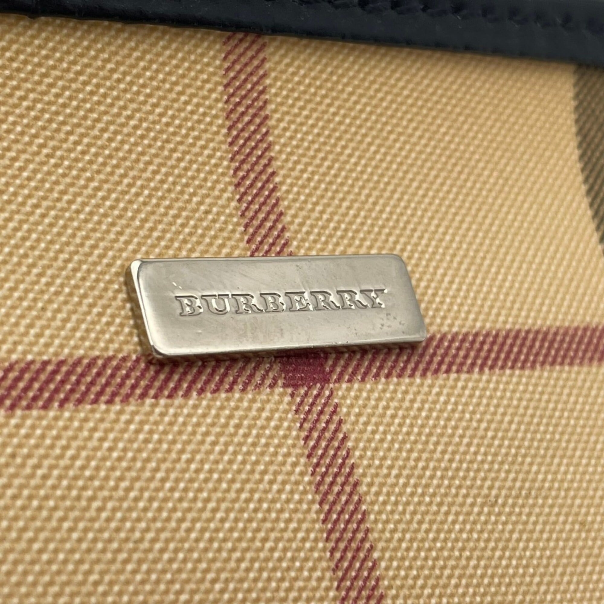 Burberry Beige Black Pvc Leather Pouch (Pre-Owned)