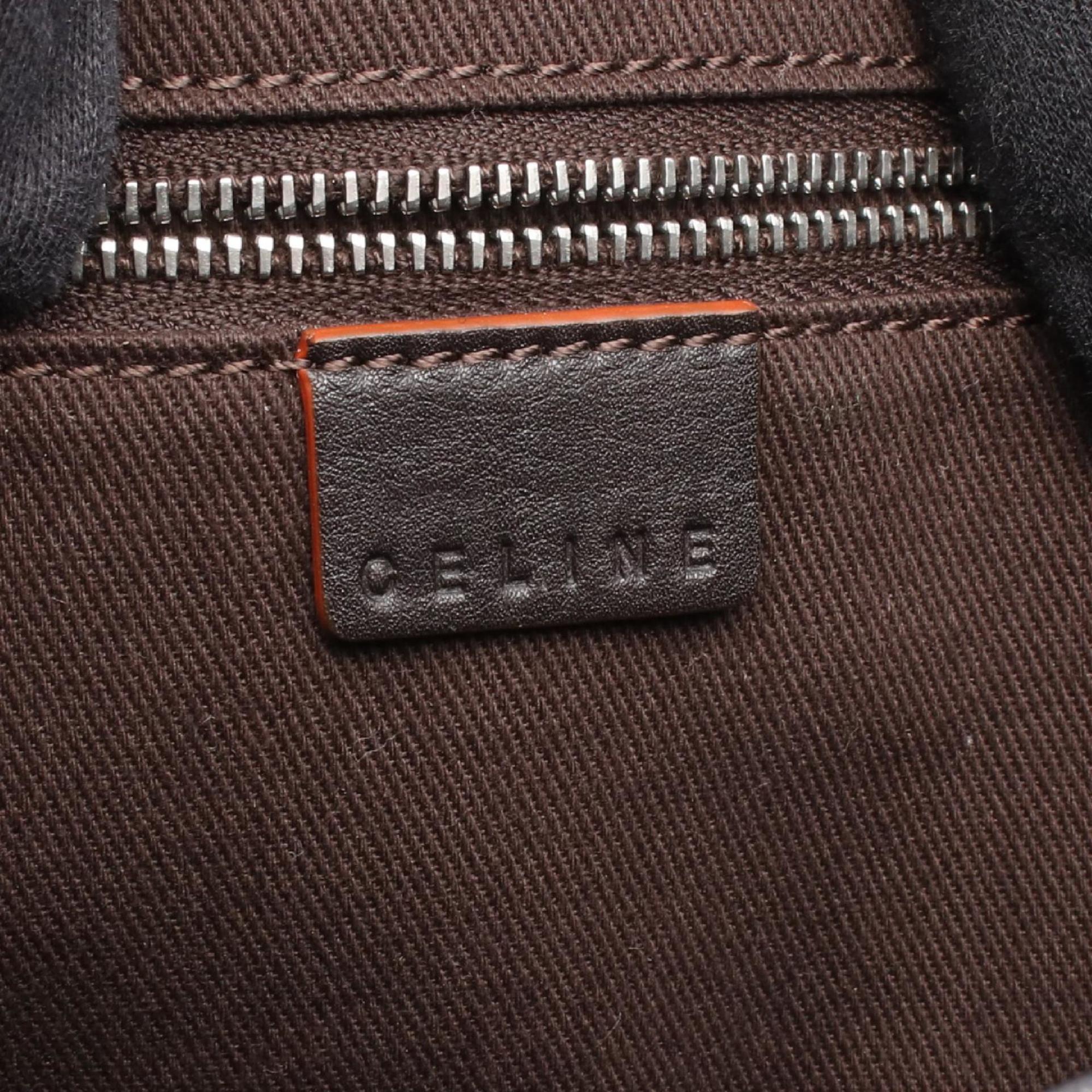 Celine Brown Leather Nylon Canvas Tote Bag (Pre-Owned)