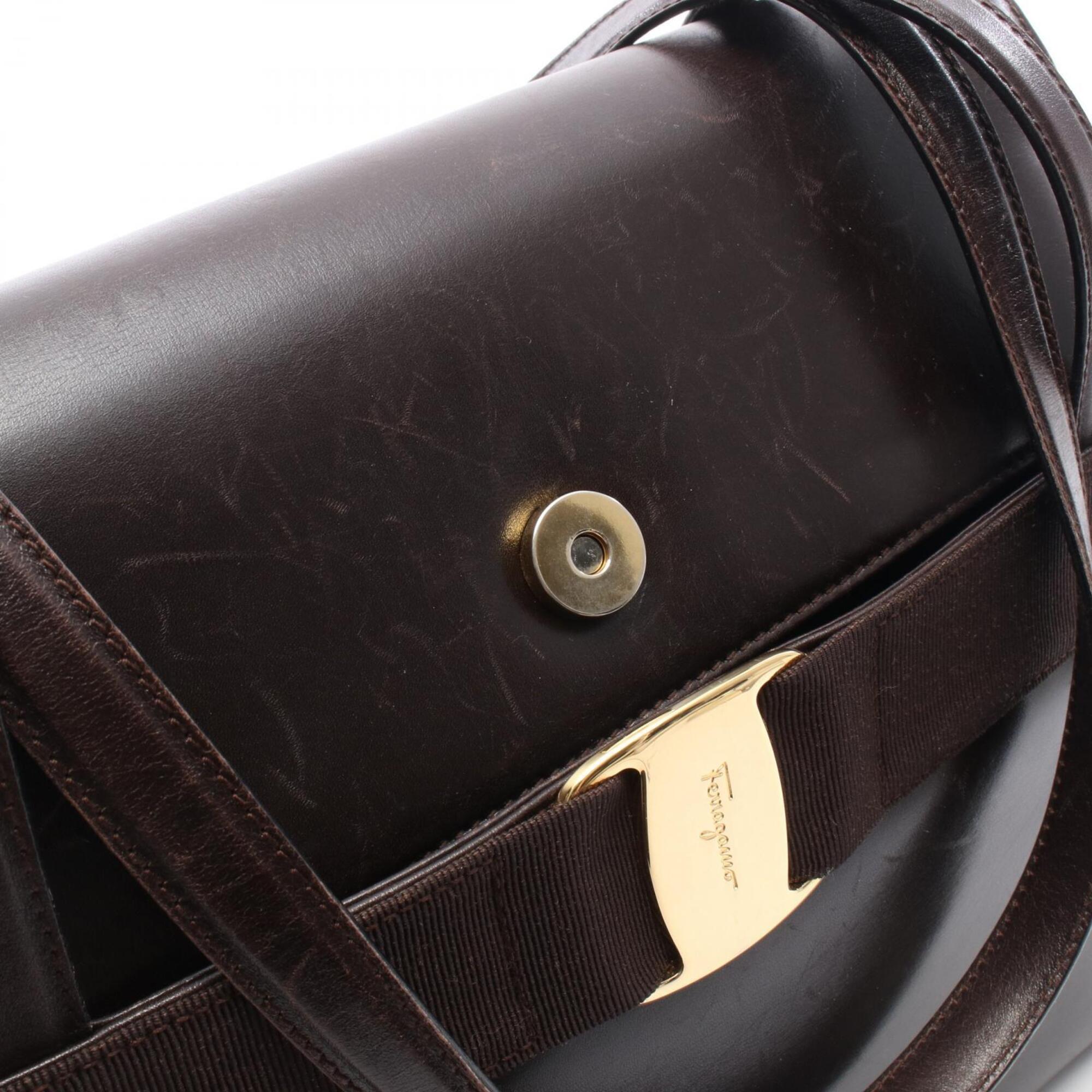 Salvatore Ferragamo Brown Leather Handbag Shoulder Bag (Pre-Owned)