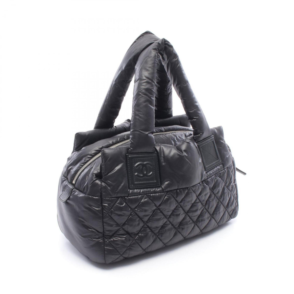 Chanel Black Nylon Leather Handbag (Pre-Owned)