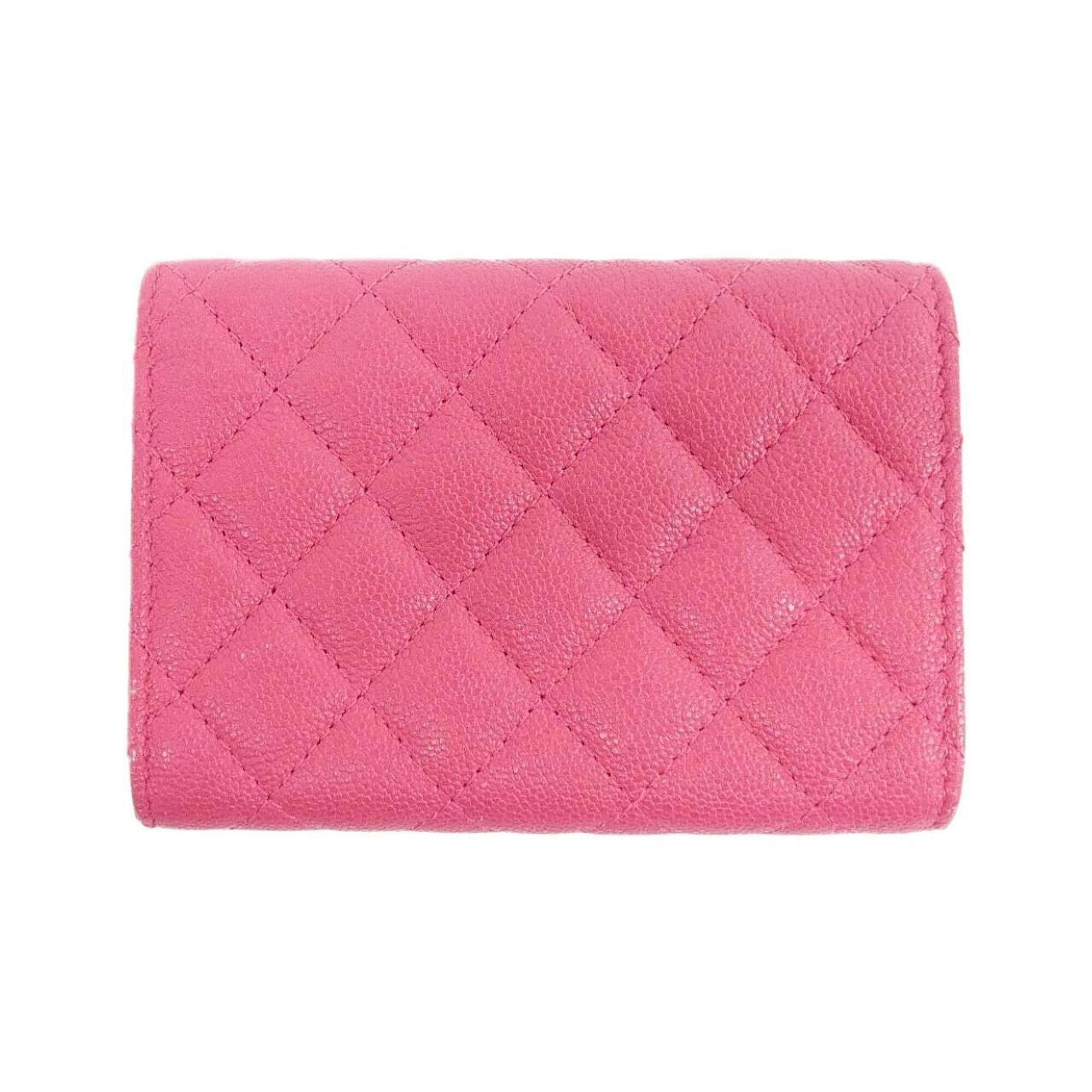 Chanel Pink Grained Calfskin Wallet (Tri-Fold) (Pre-Owned)