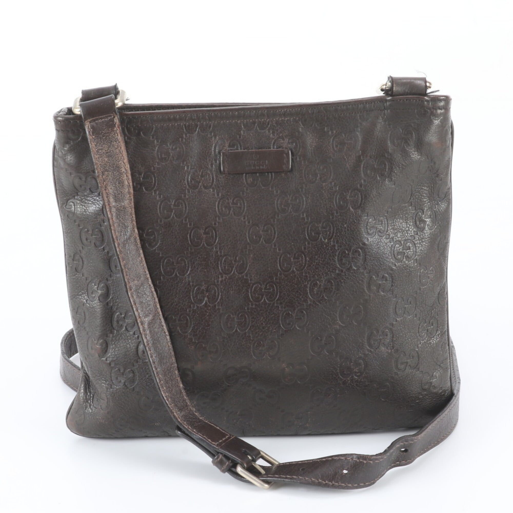 Gucci Brown Leather Messenger Bag Shoulder Bag Tote Bag (Pre-Owned)
