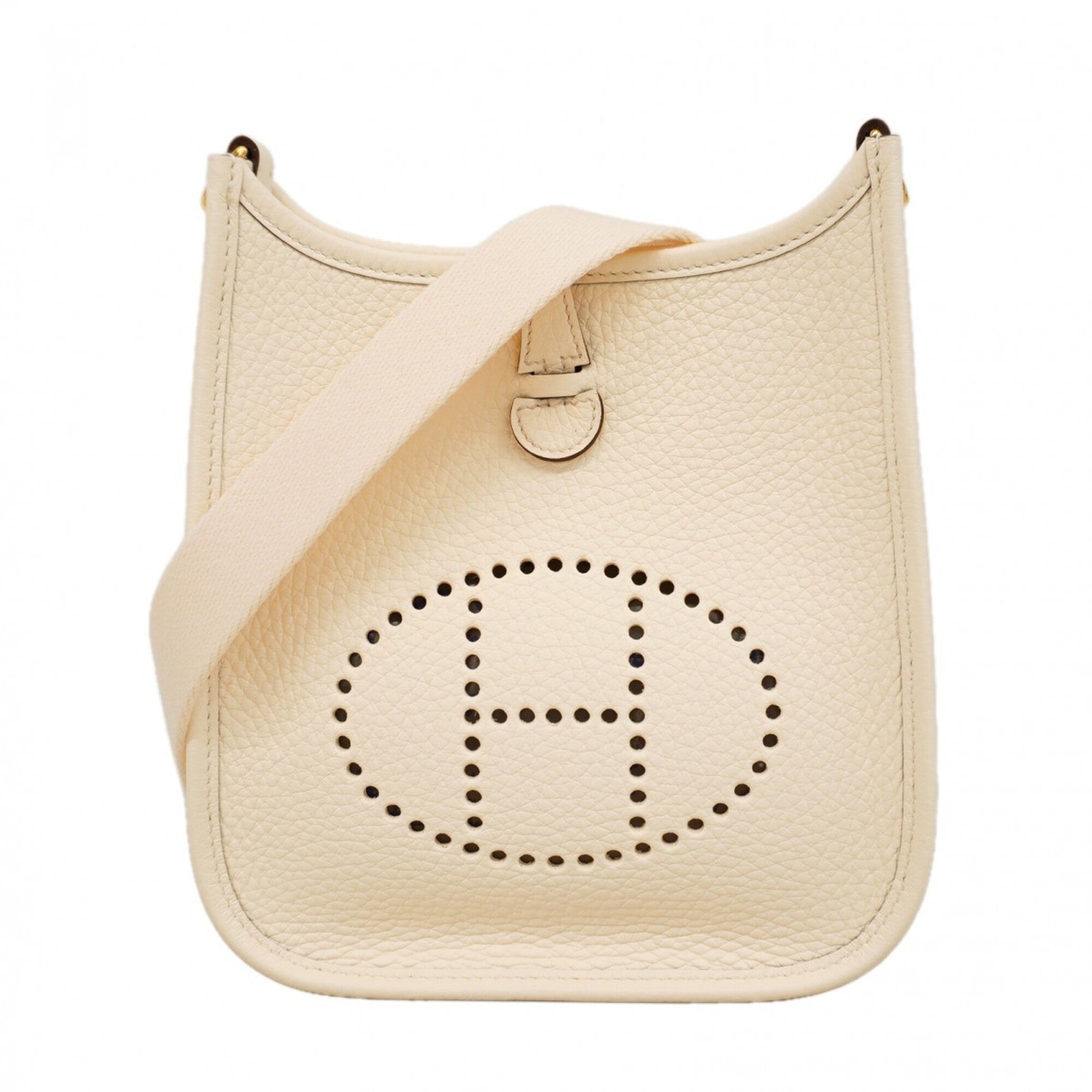 Hermes White Taurillon Clemence Leather Shoulder Bag (Pre-Owned)