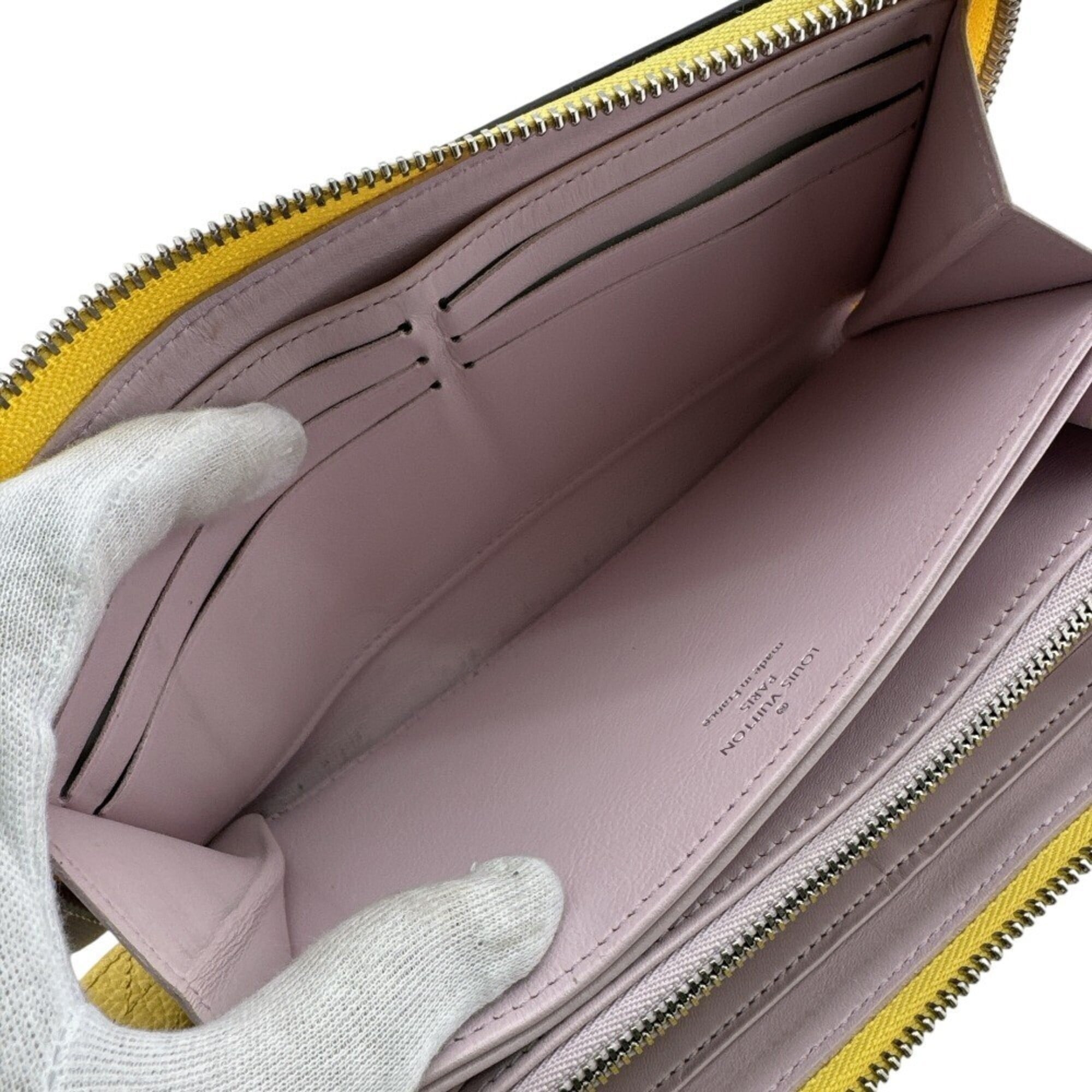 Louis Vuitton Mahina Yellow Leather Long Wallet (Bi-Fold) (Pre-Owned)