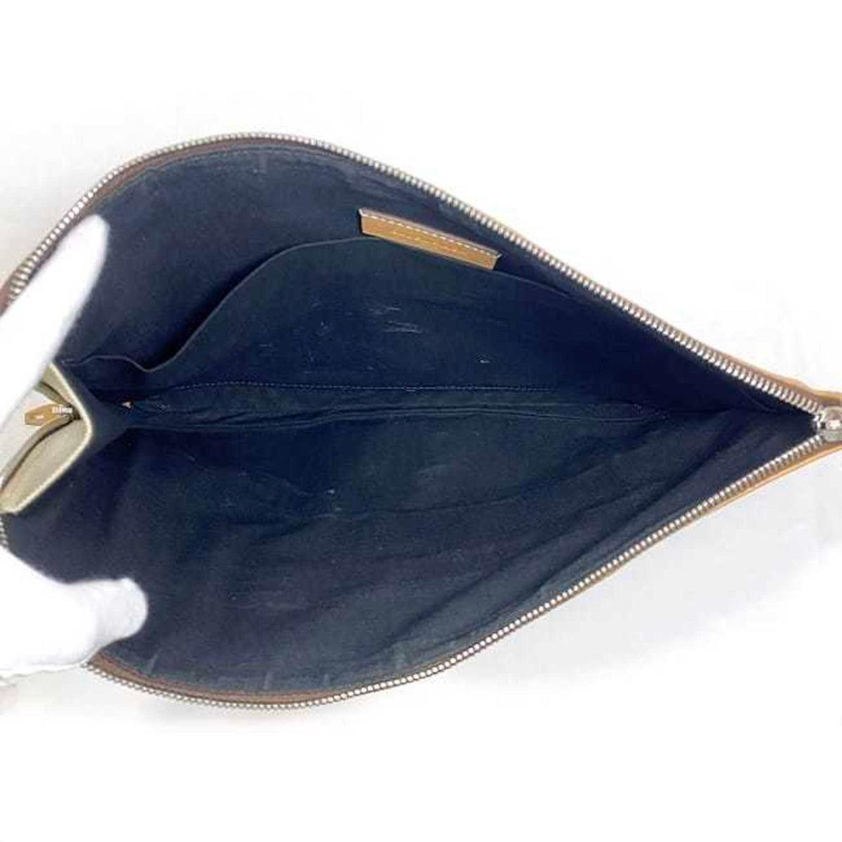 Balenciaga Beige White Canvas Leather Clutch Bag Handbag (Pre-Owned)