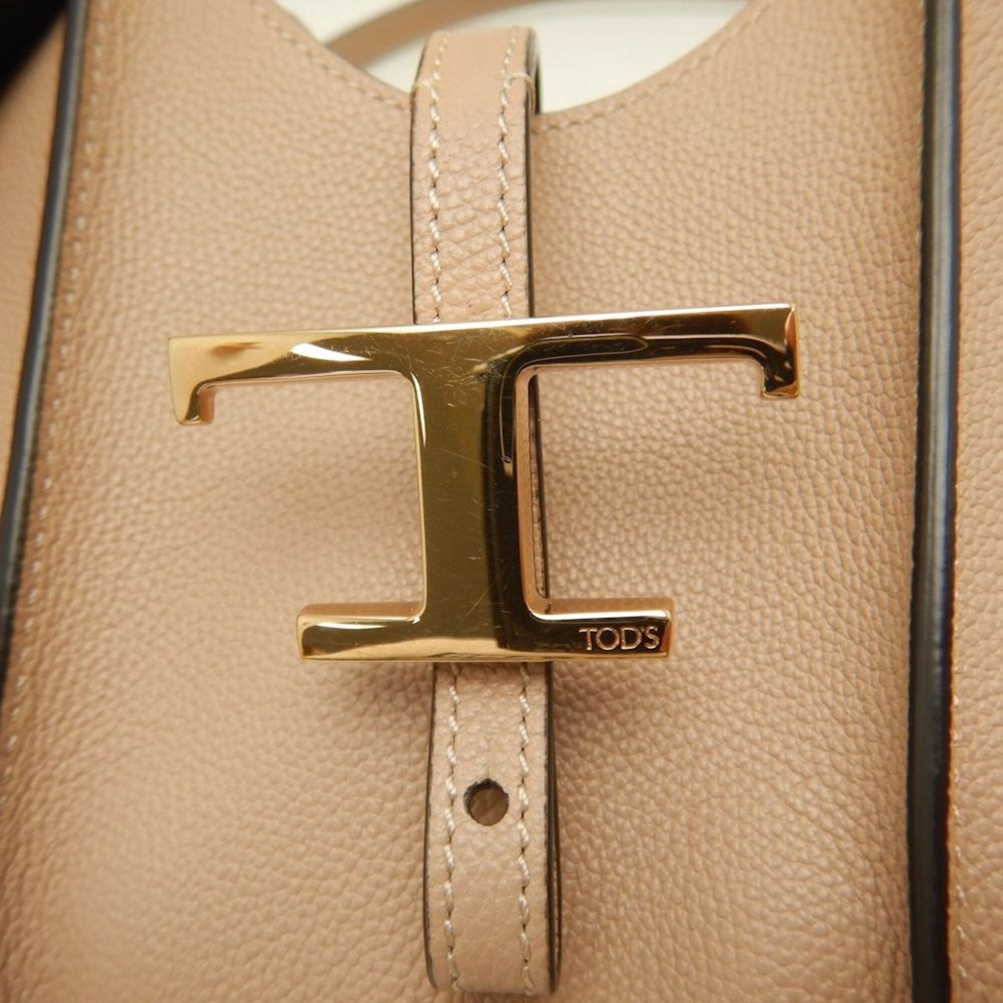 Tod's Gold Leather Handbag Shopping Bag (Pre-Owned)