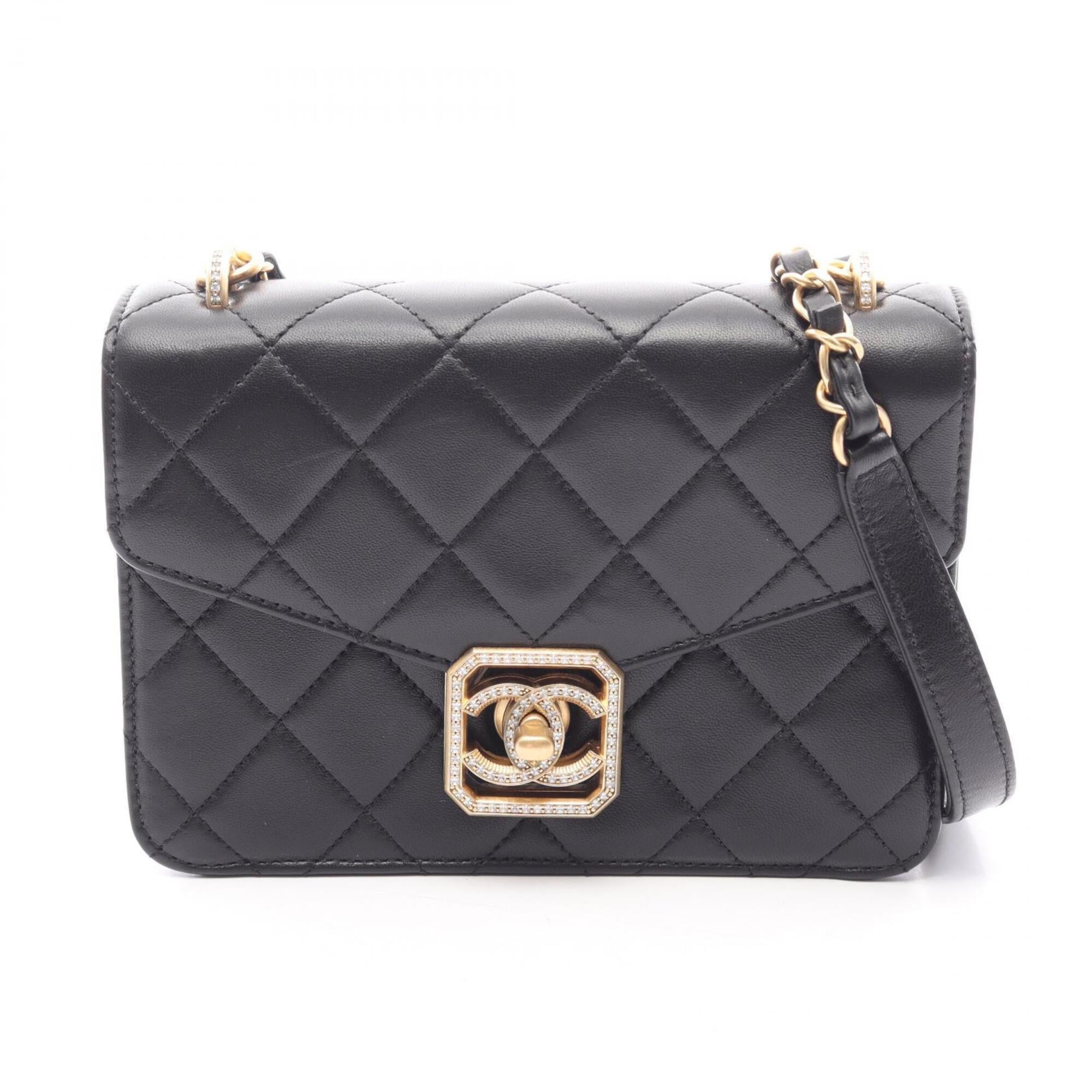 Chanel Black Leather Handbag Shoulder Bag (Pre-Owned)