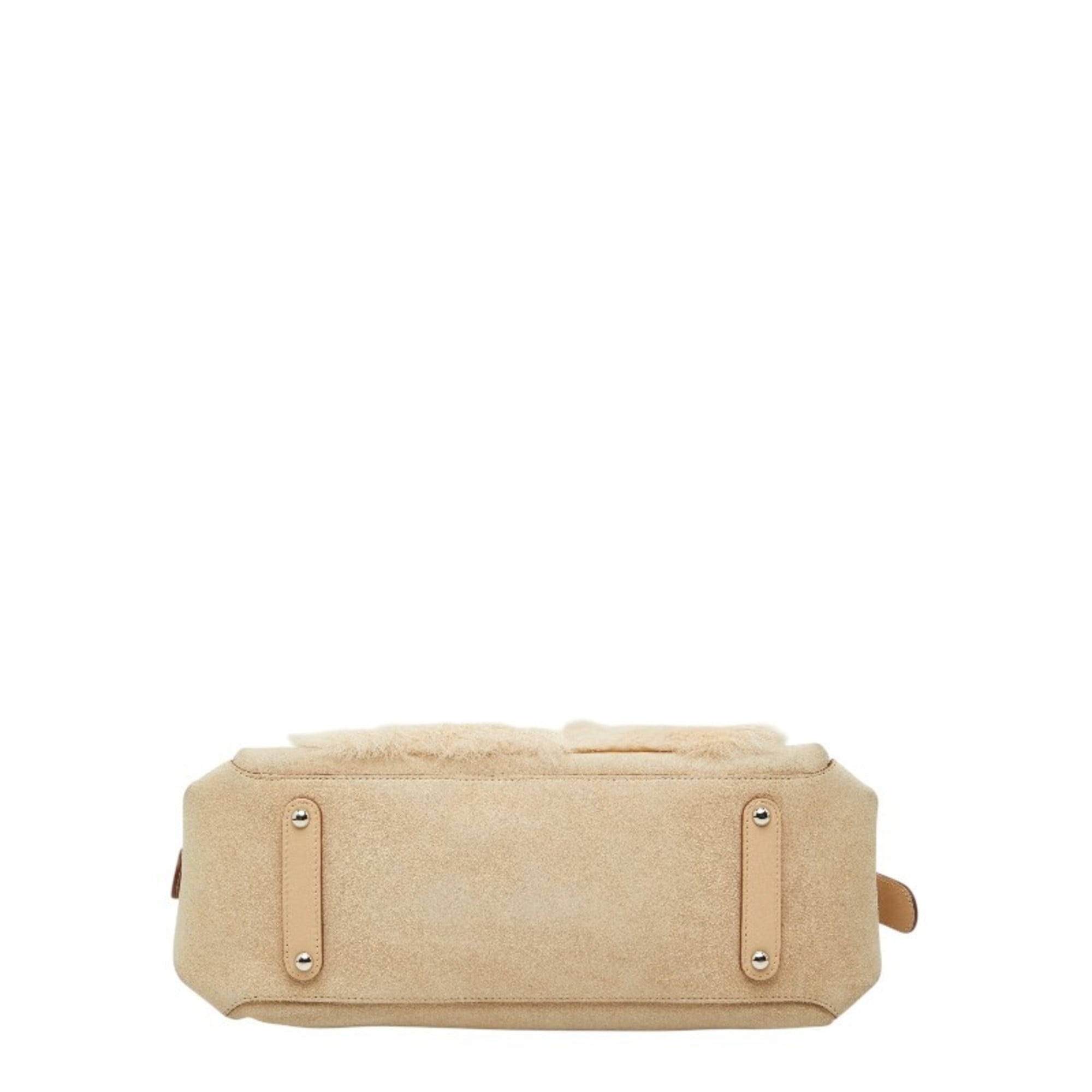 Salvatore Ferragamo Ivory Suede Fur Shoulder Bag (Pre-Owned)