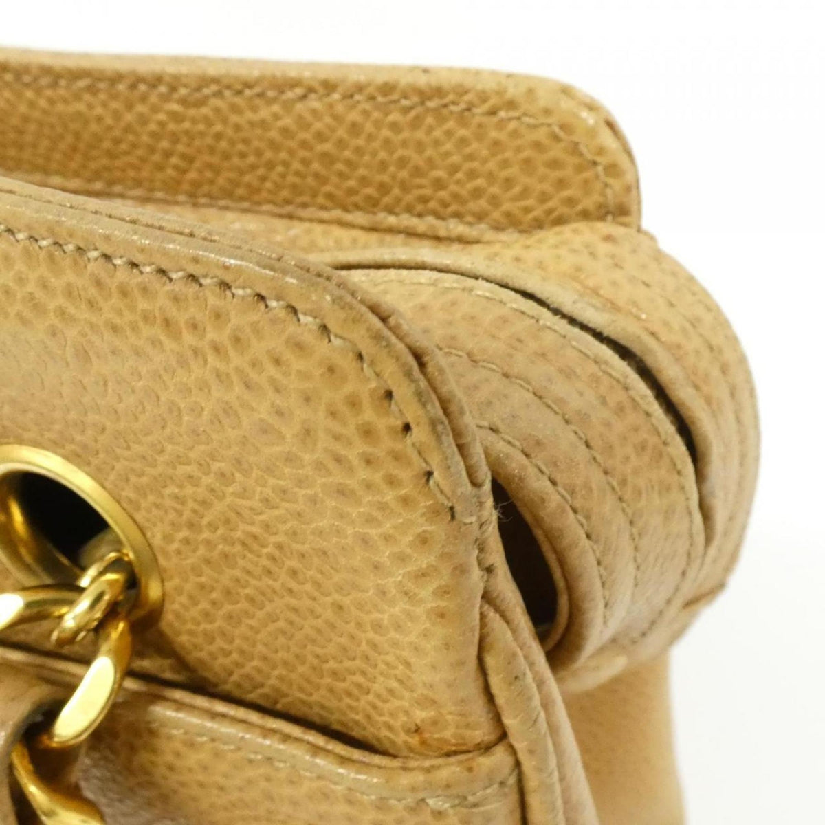 Chanel Beige Grained Calfskin Shoulder Bag (Pre-Owned)