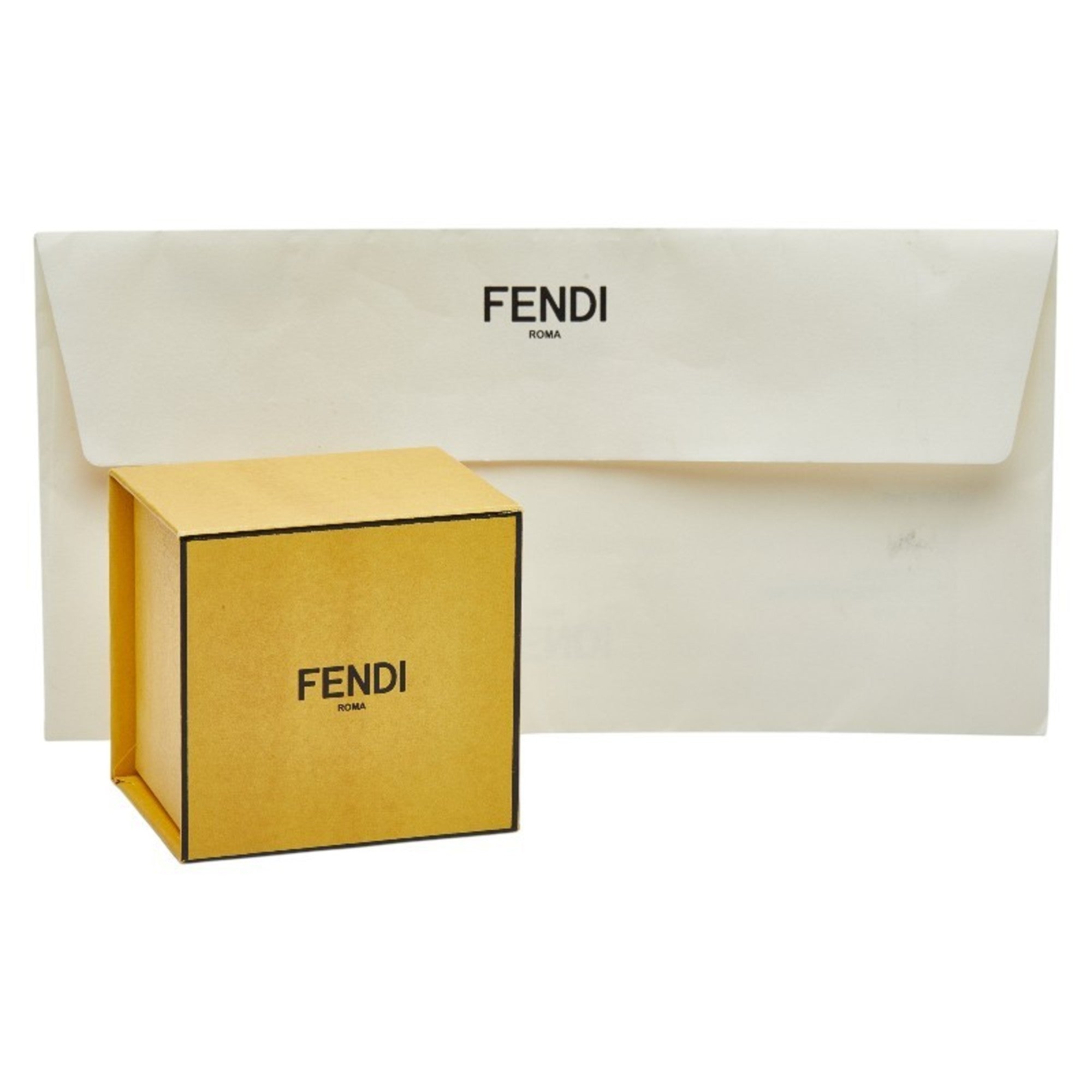 Fendi Gold Silver Gold Plating Metal Band Ring (Pre-Owned)
